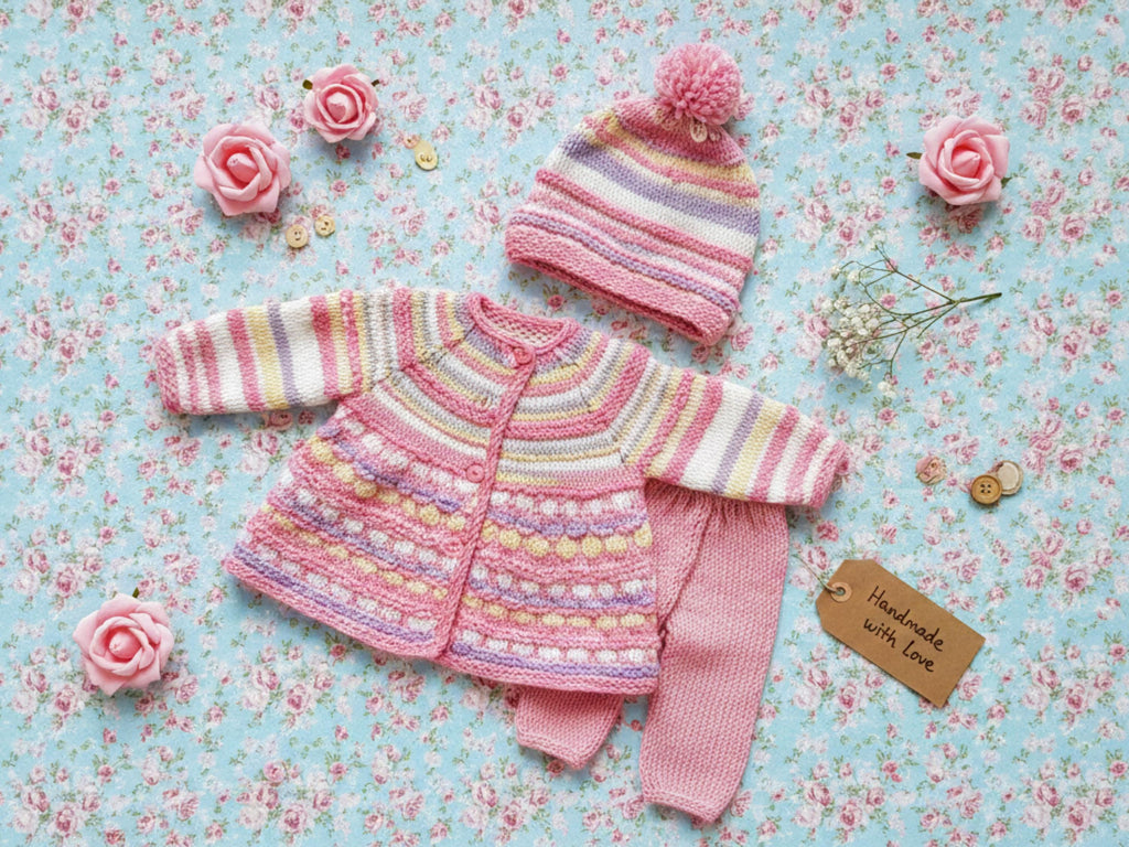 Baby Knitting Pattern Set: Jacket, Hat, Blanket (PDF Download)