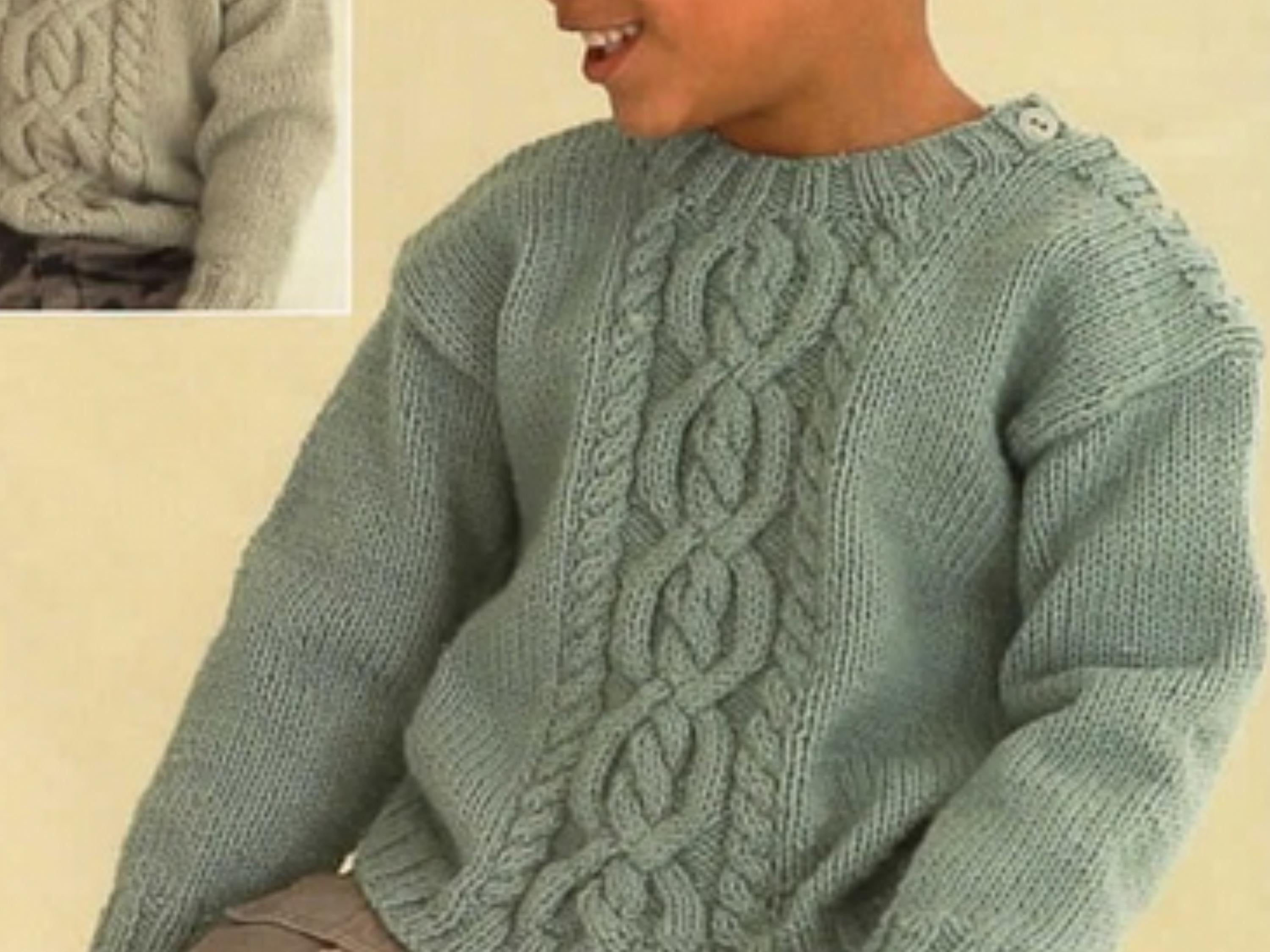 Easy Baby childrens aran sweater KNITTING PATTERN childs cable jumper button Aran worsted 10ply  Instant Download|Beginner knitting
