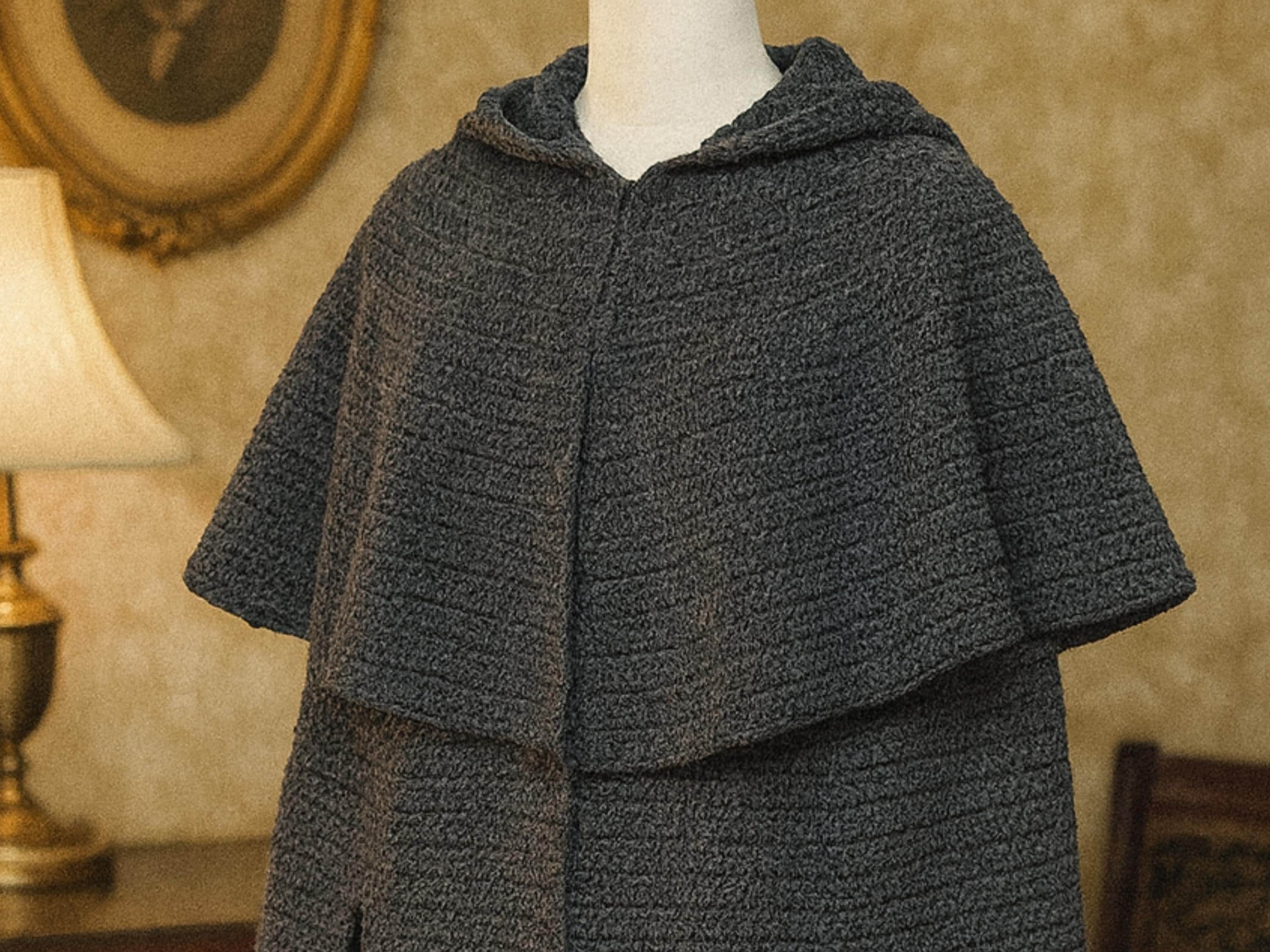 Vintage Bulky Crochet Cape Jacket Pattern – Hooded 1970s PDF Download