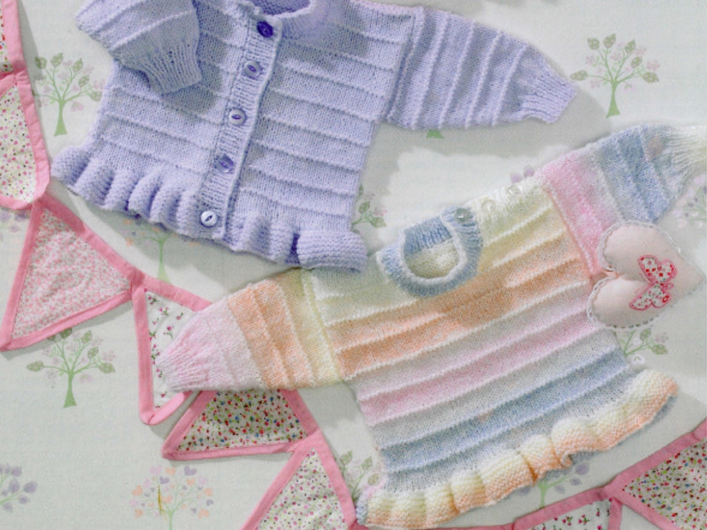 8 Ply Baby Girls Knitting Pattern: Cardigan,Sweater,Jumper  Vintage Frilly Peplum Top (Digital Download)
