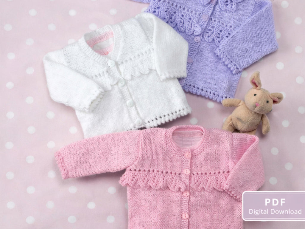 Baby Girls Lace Cardigan Knitting Pattern (0-6 Years) (Digital Download)