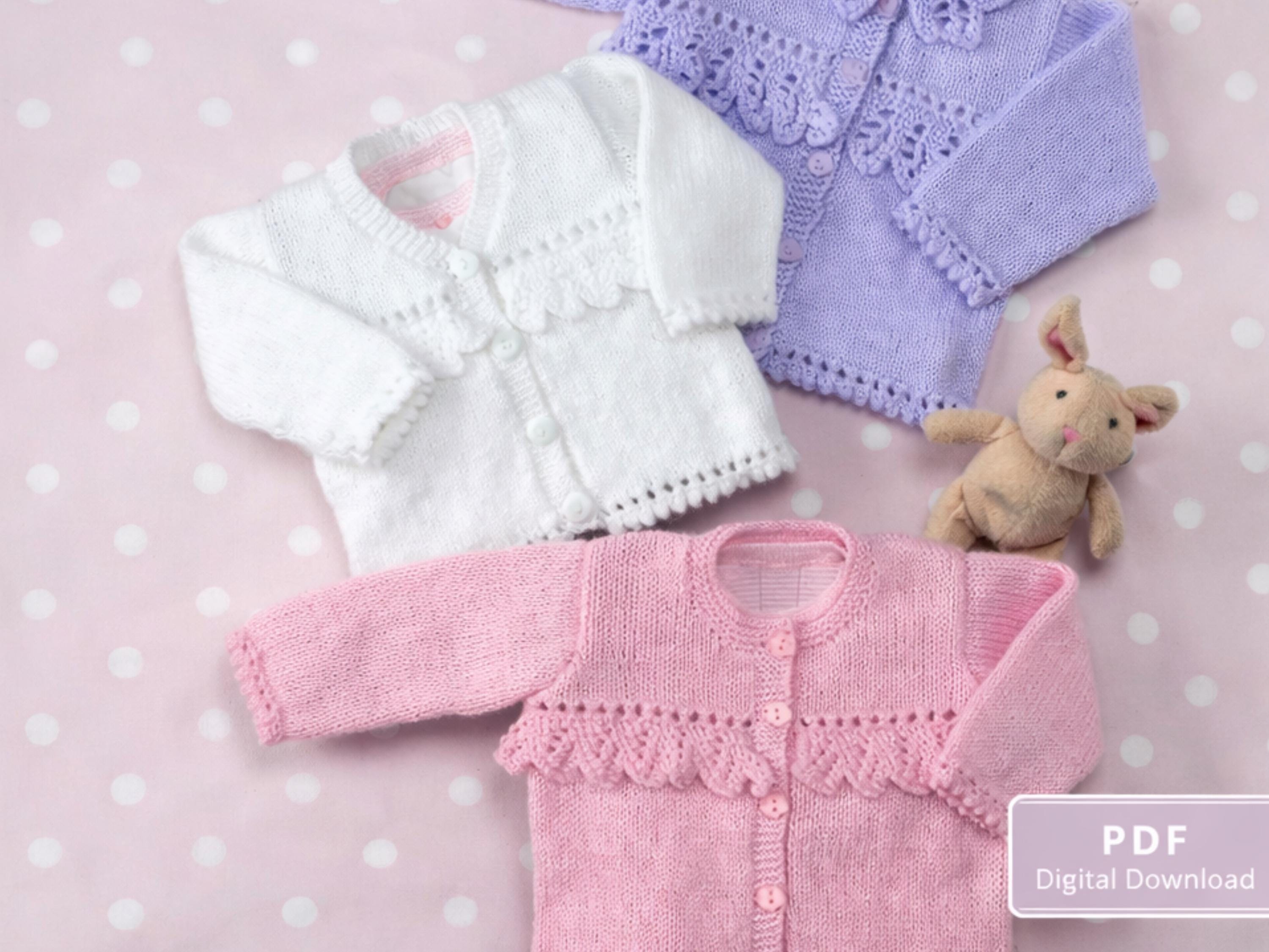 Baby Girls Lace Cardigan Knitting Pattern (0-6 Years) (Digital Download)