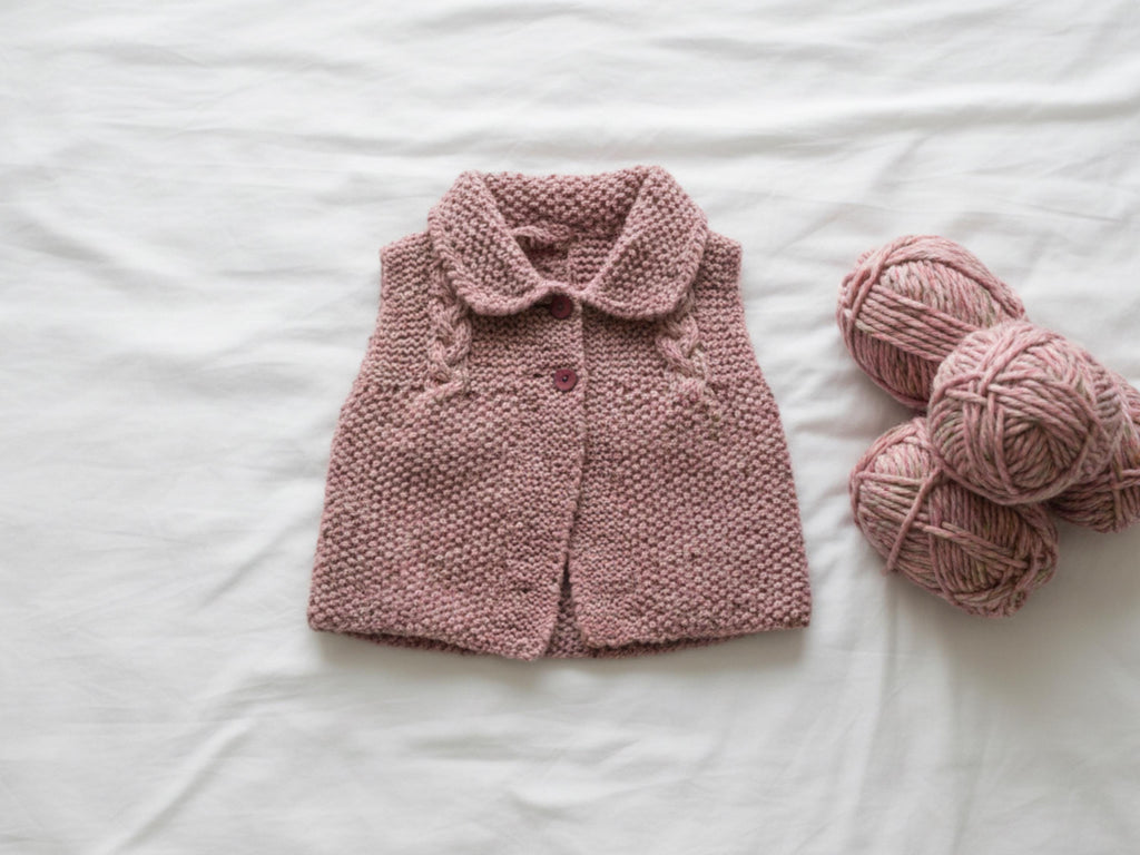 Baby Girl  Vest Knitting Pattern, Chunky Moss Stitch Gilet (Newborn-4 Years) (PDF Pattern)-Girls 3 years knitting pattern