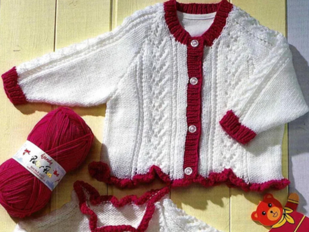 Baby Girls Knitting Pattern, Vintage Lace Cardigan Sweater (PDF Instant Download)