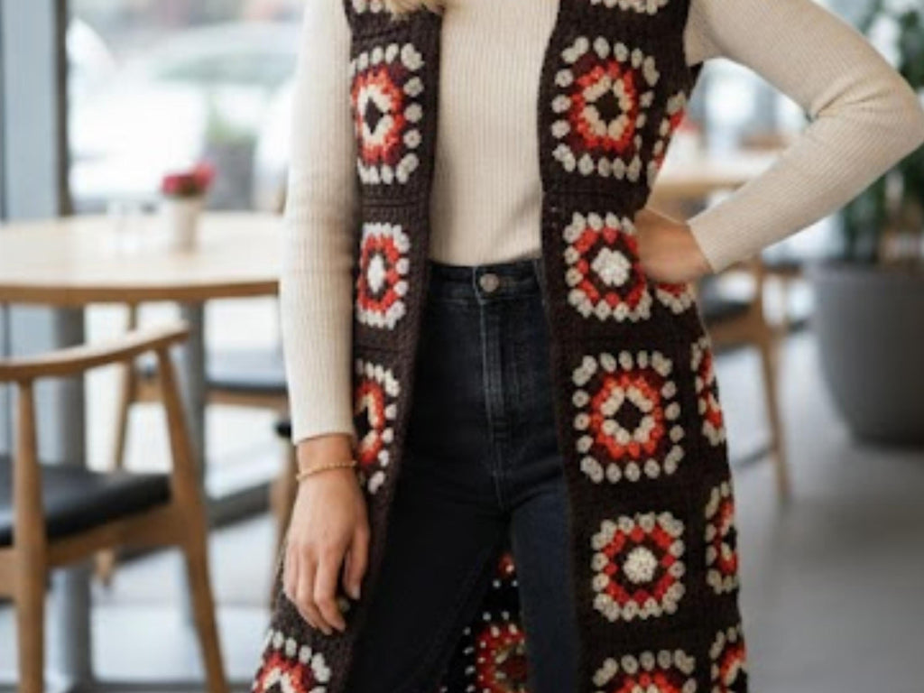 Womens Crochet Vest Pattern PDF — Granny Square Women's Vest, Beginner Friendly, Sizes XS-3XL, Instant Download