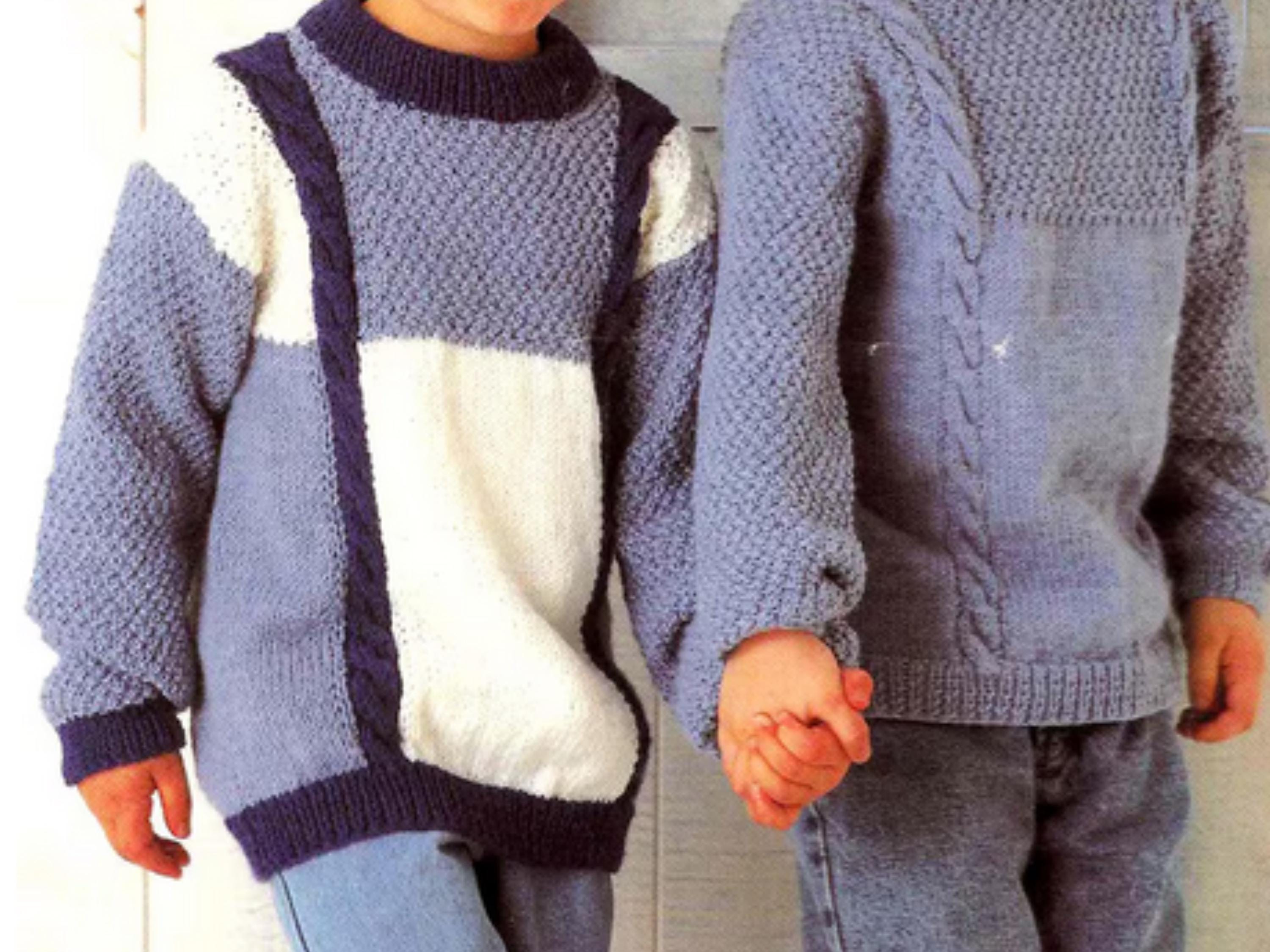 Boy Girl  Knit Jumper Pattern: Easy Sweater, Sizes 1-11 (PDF Pattern)