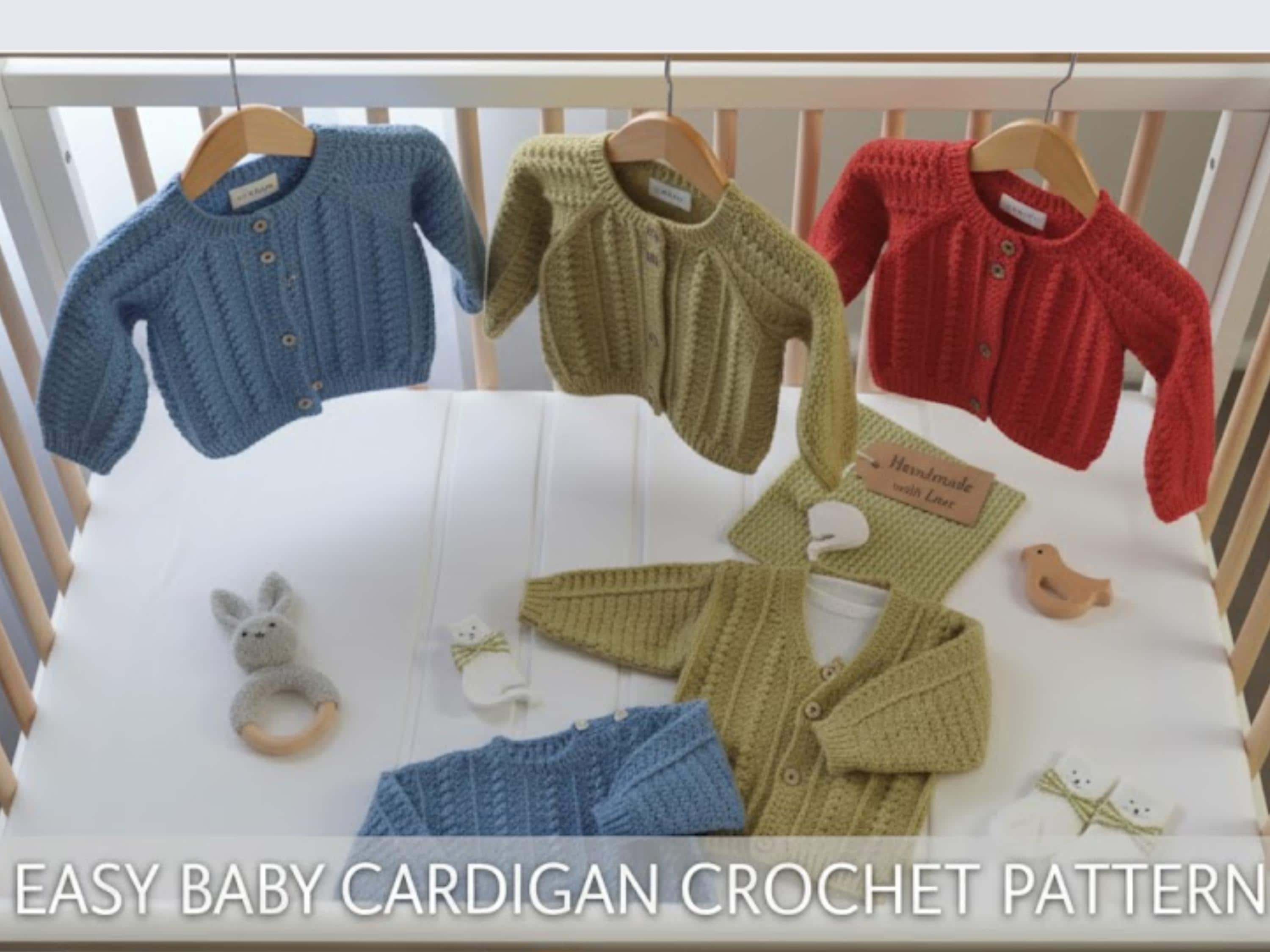 8 PLY Baby Boy  Crochet Cardigan, Sweater, Jumper Pattern:  DK knit (PDF Pattern)