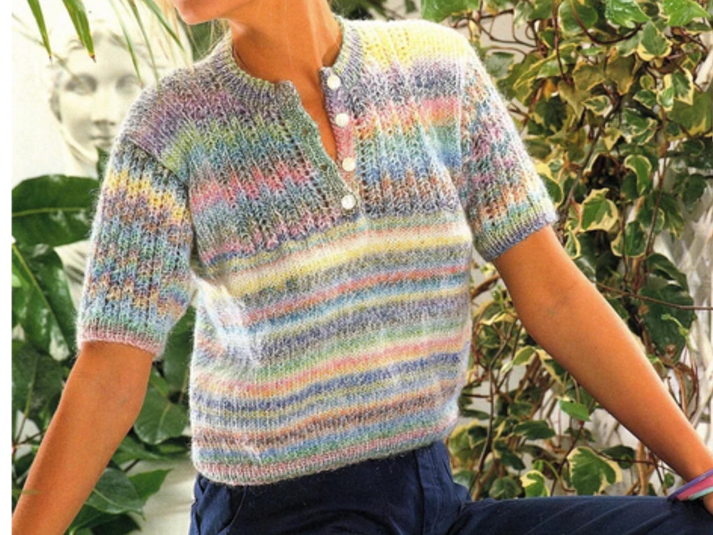 Ladies Short-Sleeved Summer Top Knitting Pattern (PDF Download)