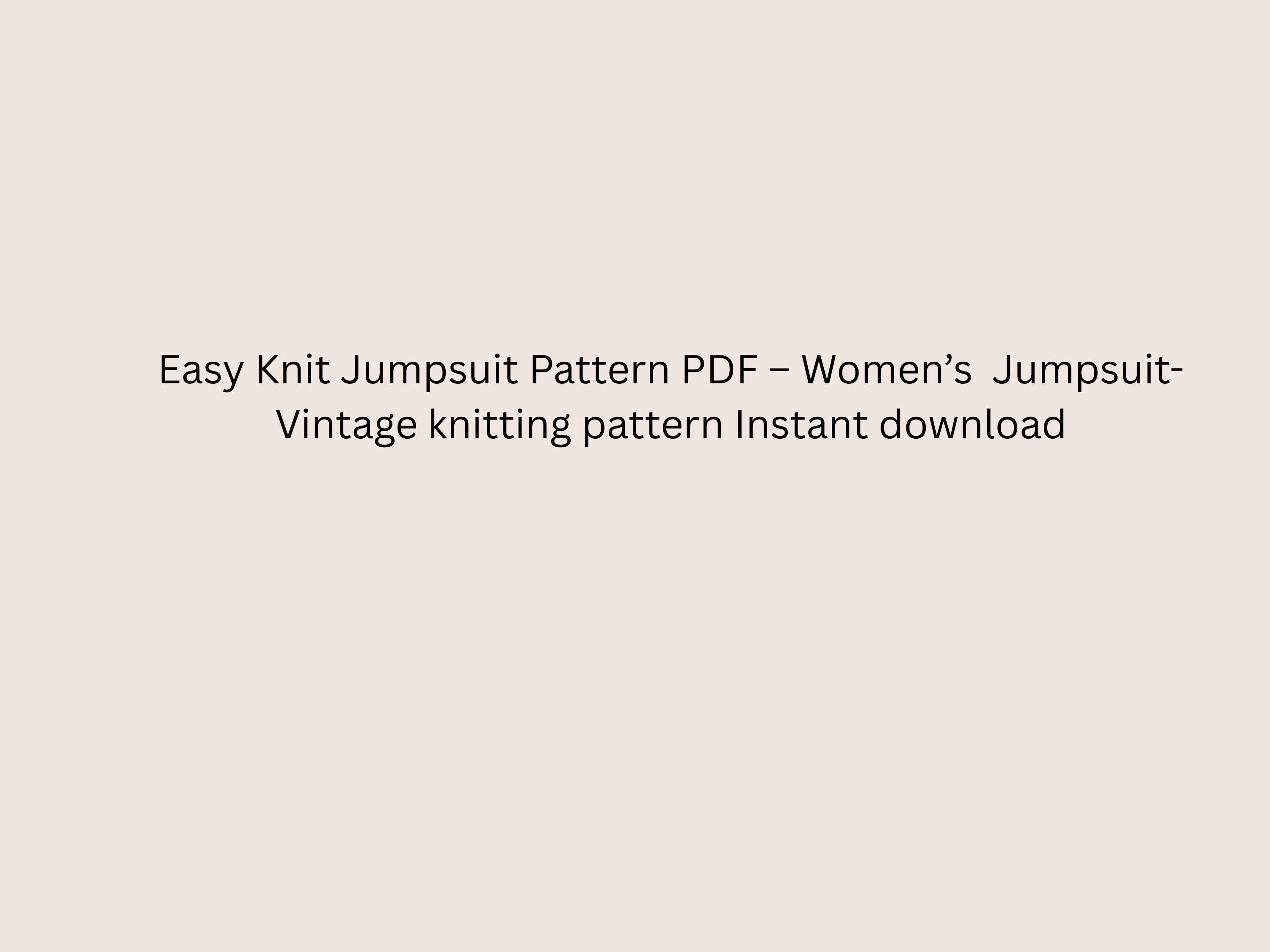 Easy Knit Jumpsuit Pattern PDF – Vintage 70s Women’s Retro Bell Bottom Jumpsuit – Instant Download Knitting Pattern – Boho   Summer Bodysuit