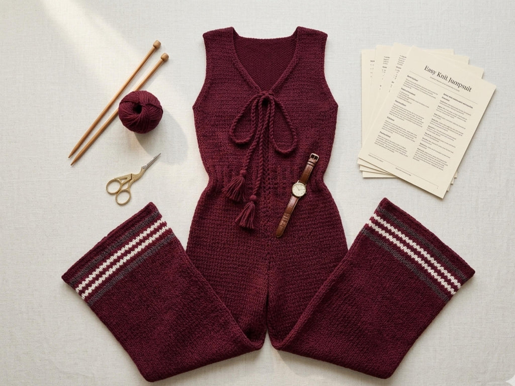 Easy Knit Jumpsuit Pattern PDF – Vintage 70s Women’s Retro Bell Bottom Jumpsuit – Instant Download Knitting Pattern – Boho   Summer Bodysuit