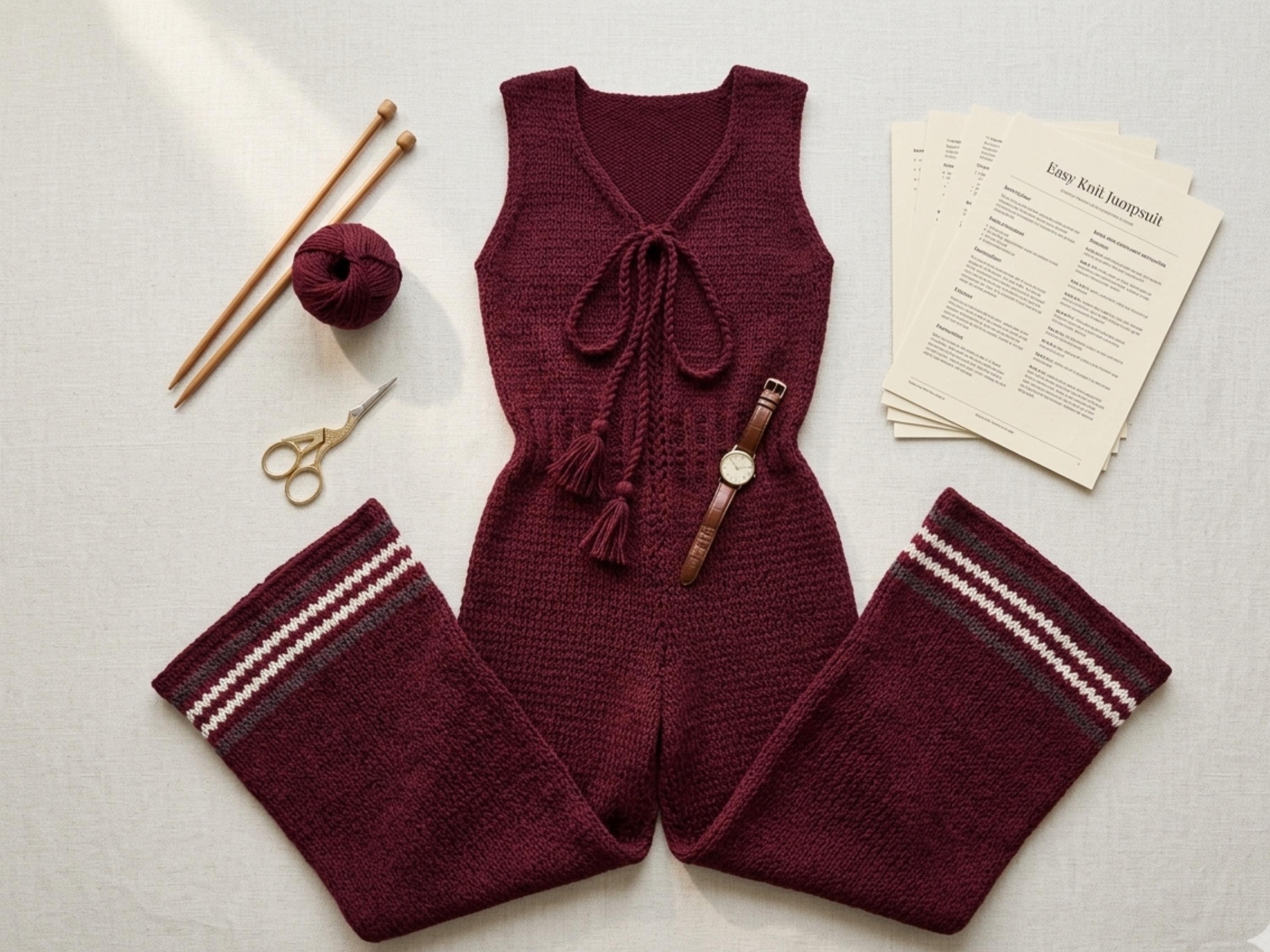 Easy Knit Jumpsuit Pattern PDF – Vintage 70s Women’s Retro Bell Bottom Jumpsuit – Instant Download Knitting Pattern – Boho   Summer Bodysuit
