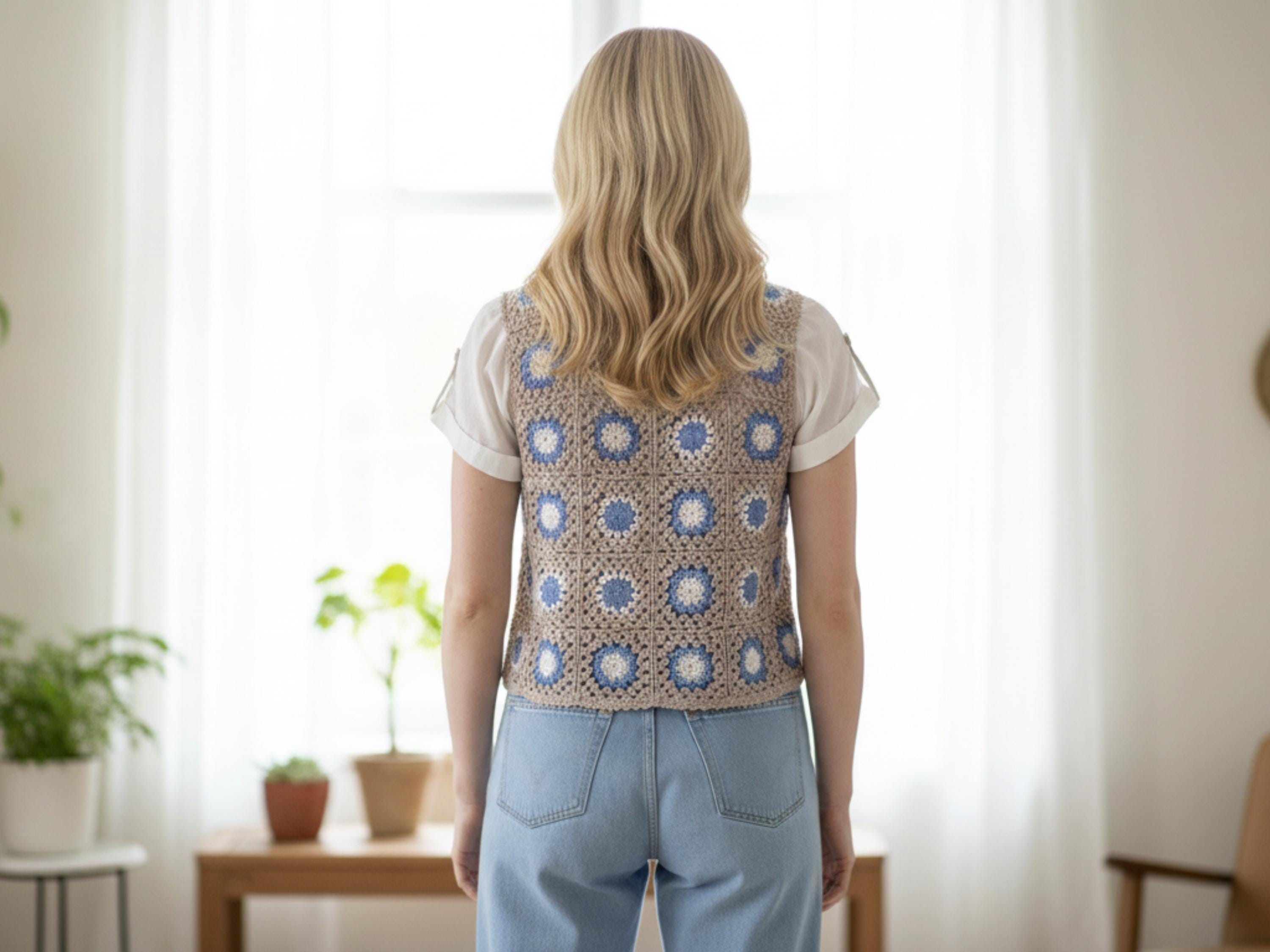Crochet Vest Pattern PDF — Granny Square Women's Vest, Beginner Friendly, Sizes XS-3XL, Instant Download