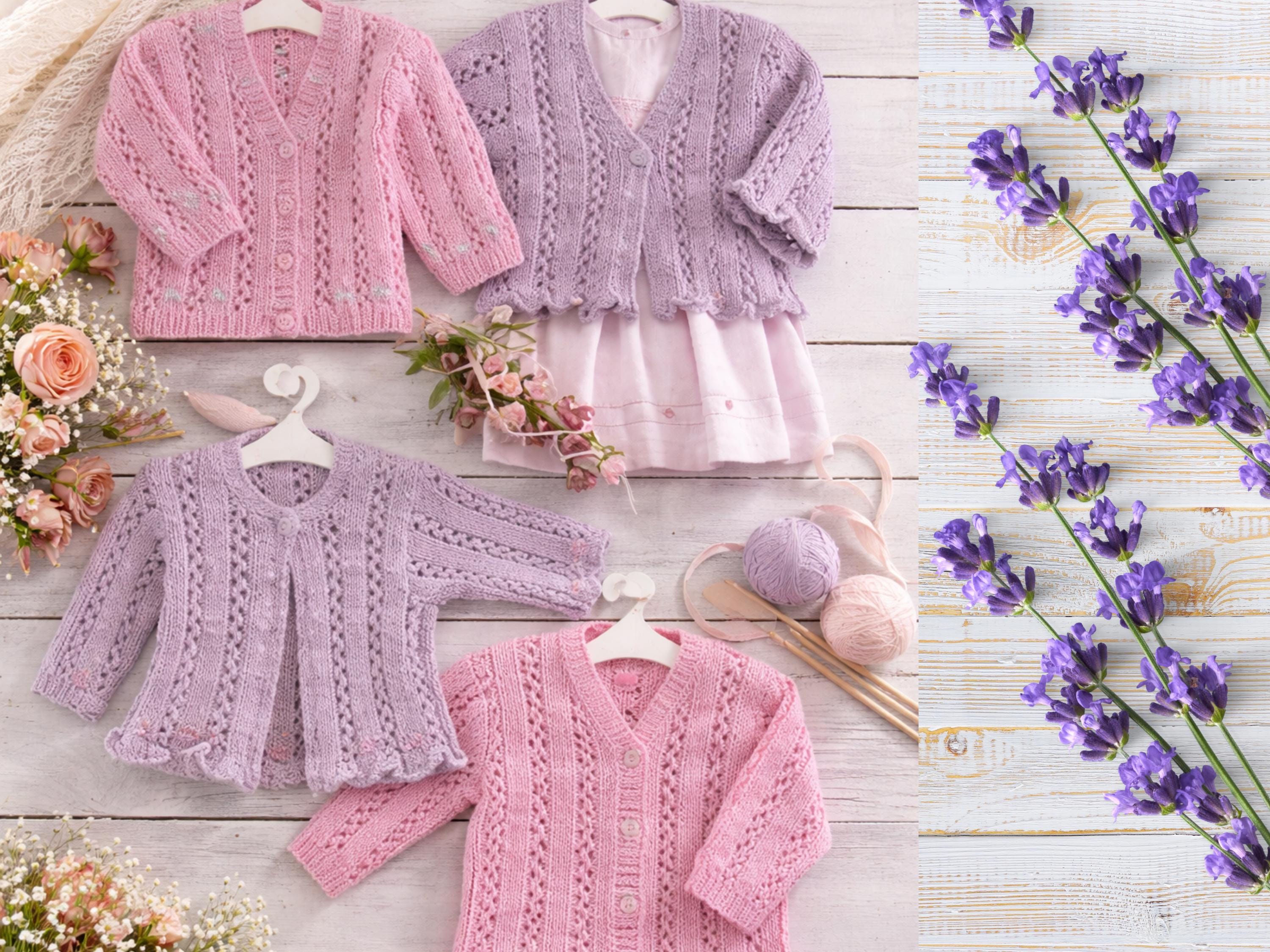 Baby Girl Knitting Pattern, Vintage Cardigan, Frill Edge, Lace Detail (PDF Download)
