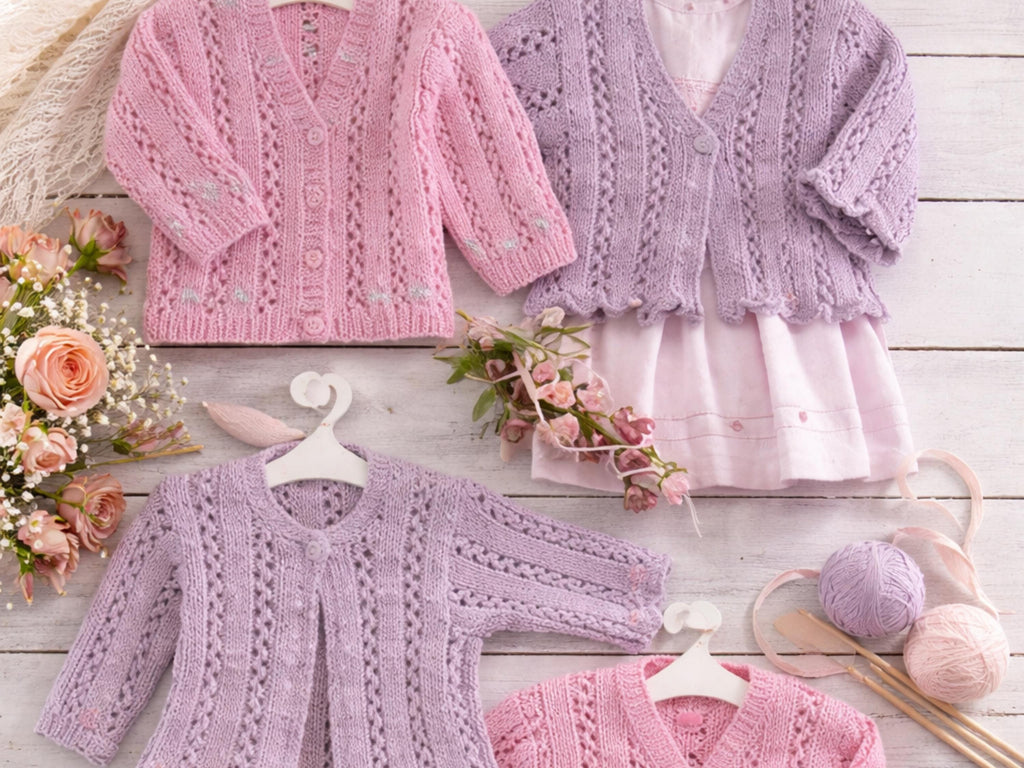 Baby Girl Knitting Pattern, Vintage Cardigan, Frill Edge, Lace Detail (PDF Download)