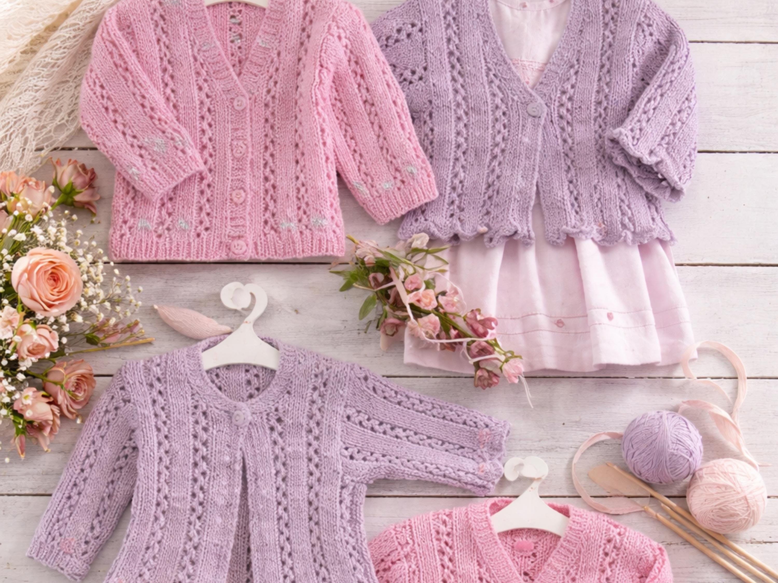 Baby Girl Knitting Pattern, Vintage Cardigan, Frill Edge, Lace Detail (PDF Download)