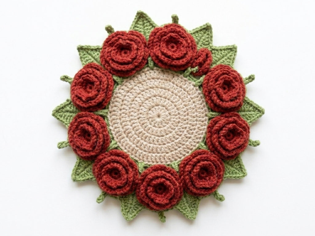 Crochet Rose Coaster Pattern PDF | Beginner Bouquet Tutorial (Instant Download)