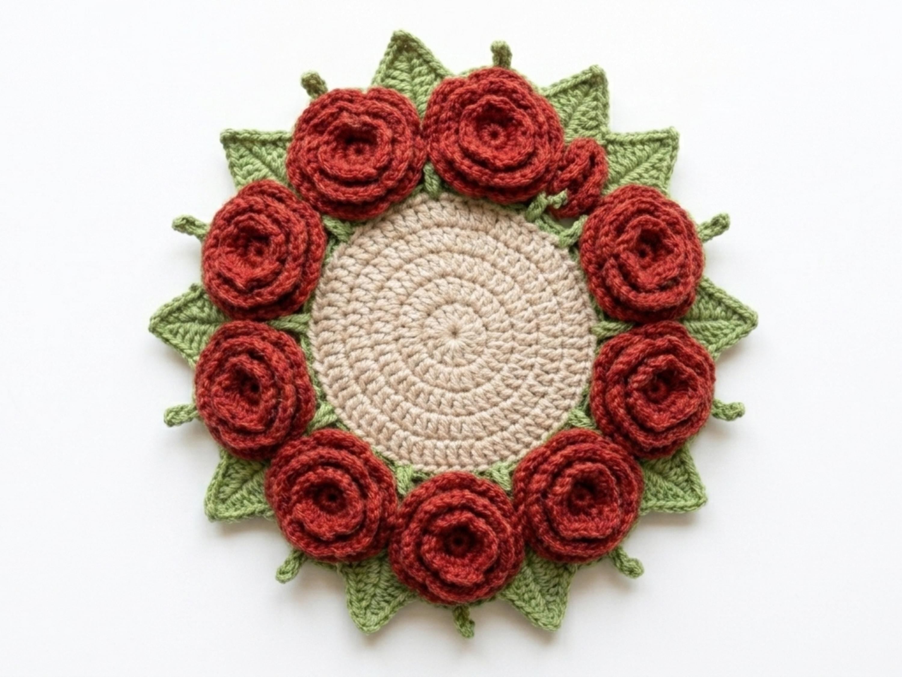 Crochet Rose Coaster Pattern PDF | Beginner Bouquet Tutorial (Instant Download)