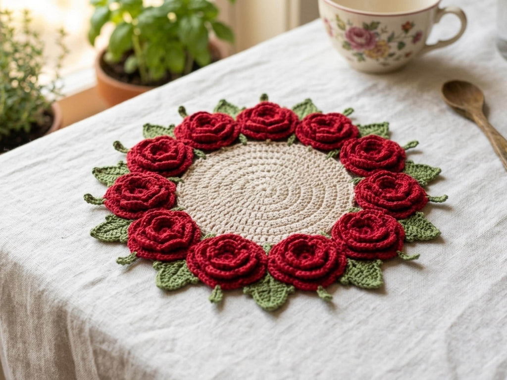 Crochet Rose Coaster Pattern PDF | Beginner Bouquet Tutorial (Instant Download)