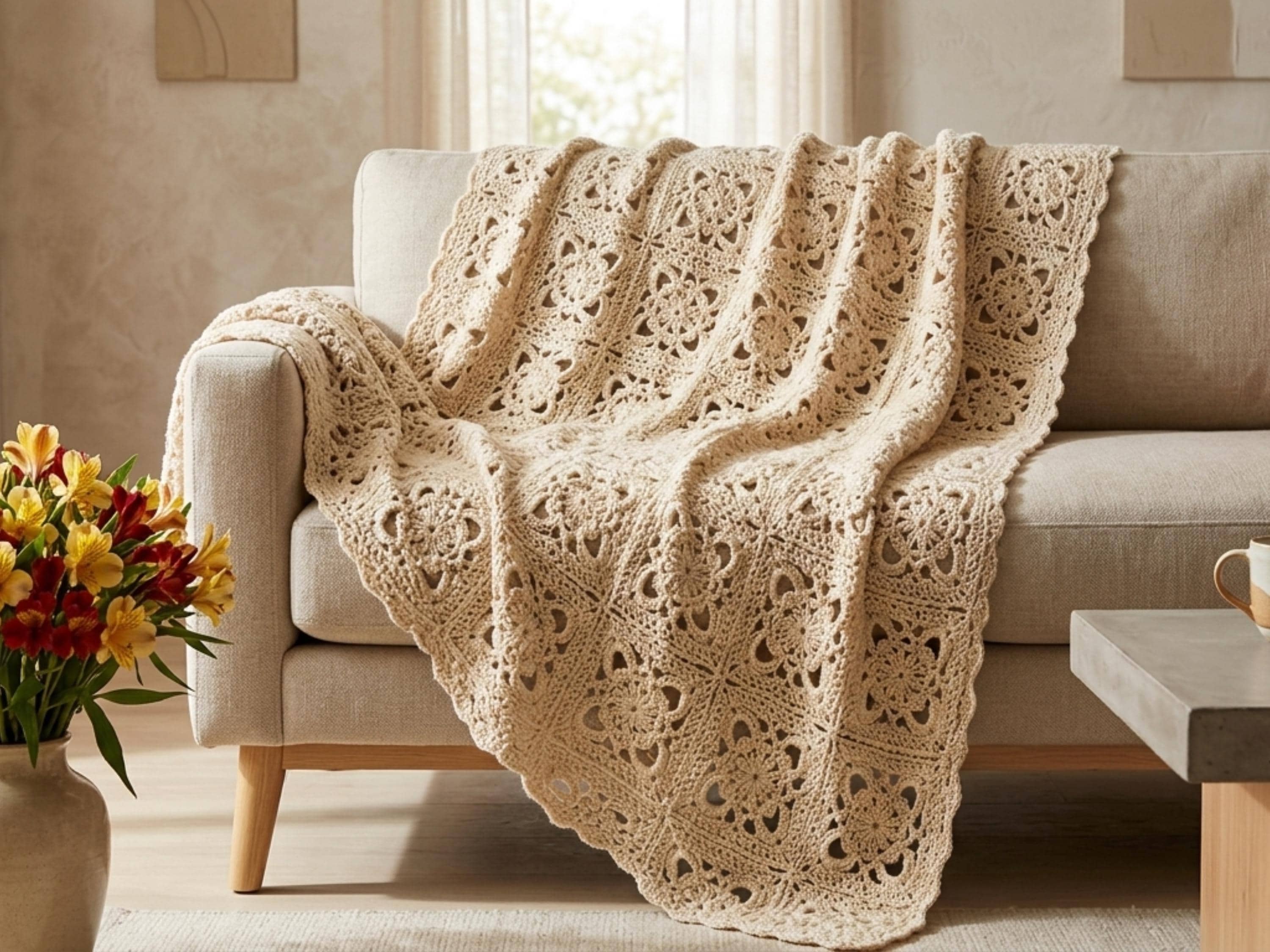 Christmas , Wedding , Birthday crochet DIY handmade gift -Afghan Lace Crochet Pattern, Lightweight Blanket Throw, Vintage Design (PDF