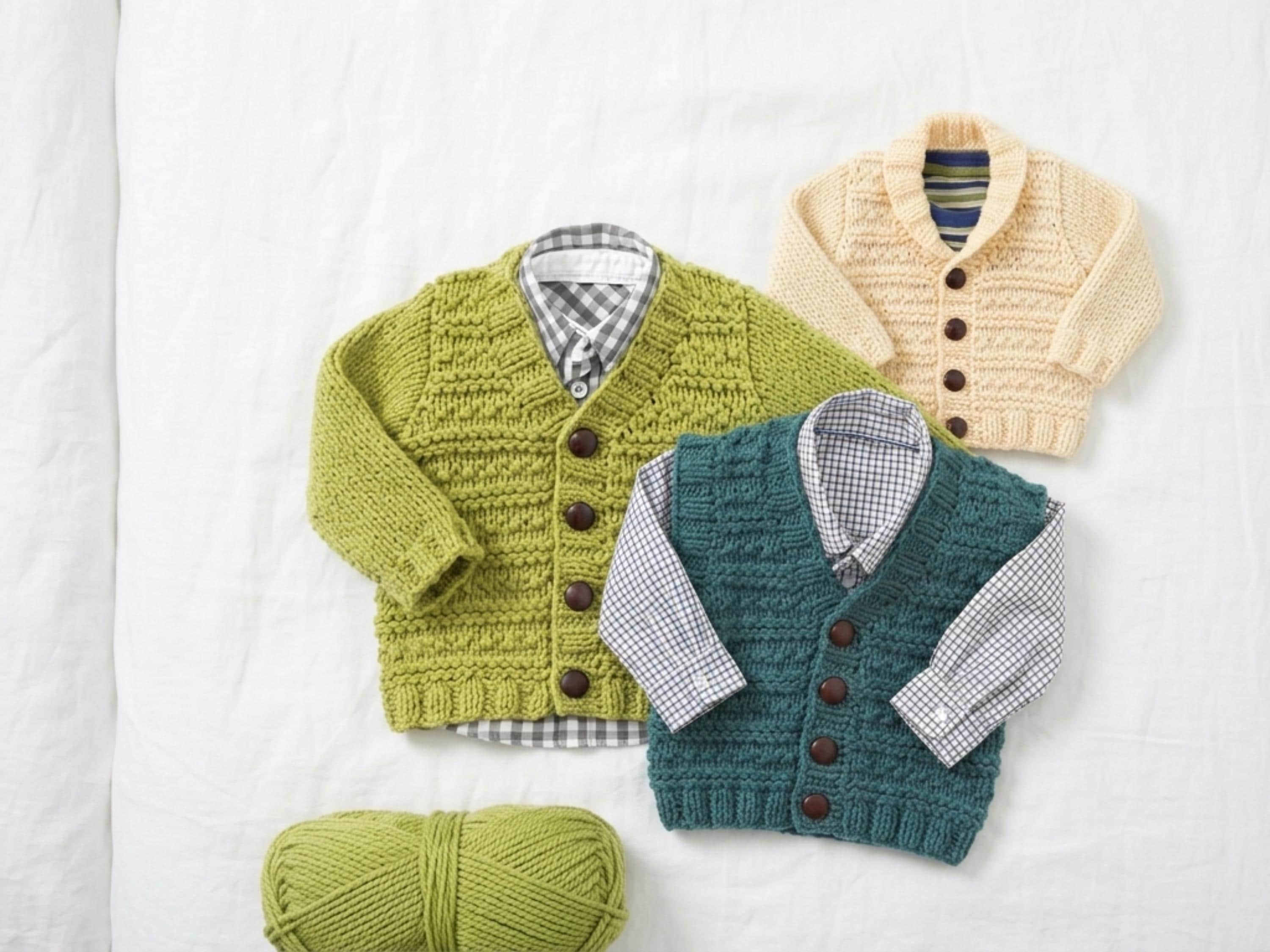 Baby Waistcoat Knitting Pattern | Chunky Knit Vest, V-Neck, Shawl Collar (PDF Download)