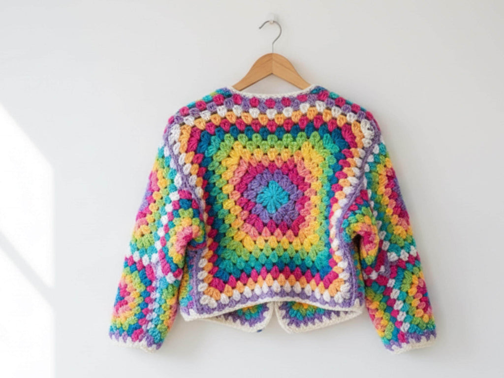 Granny Square Crochet Jacket | Colorful Boho Cardigan (PDF Pattern)