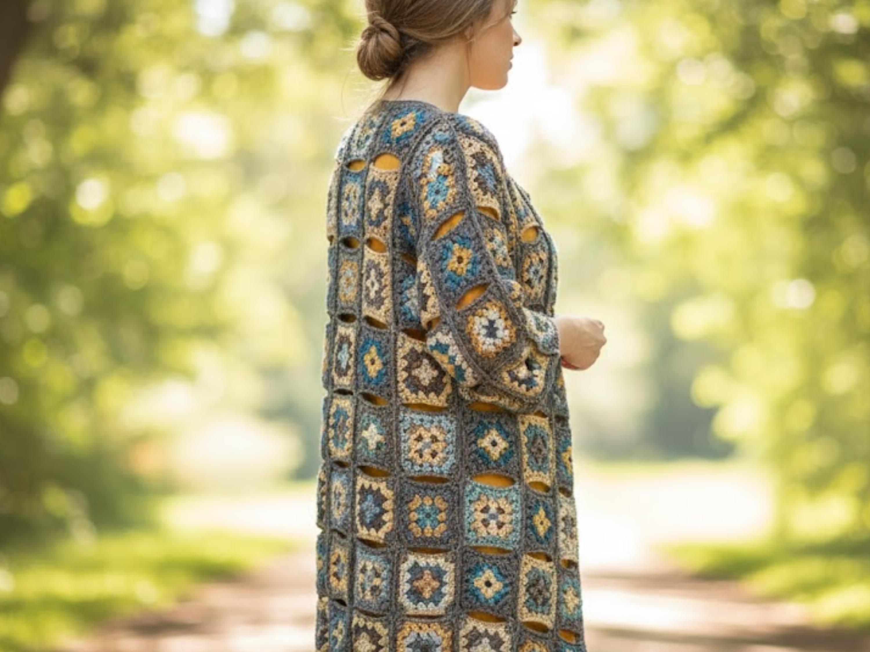 Granny Square Crochet Coat Pattern – Vintage Boho Jacket, Festival Cardigan DIY (PDF Download)