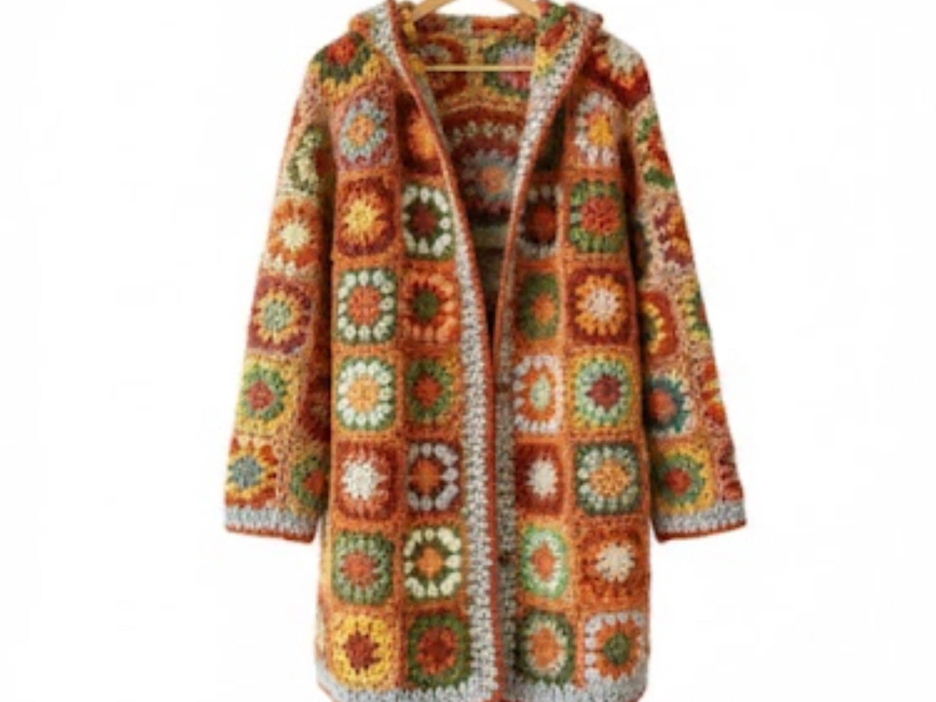 Ladies crochet long coat  with hood  PDF – Oversized Hooded Jacket Cardigan Coat |Chunky Bulky Crochet Design | Sizes S–XXL