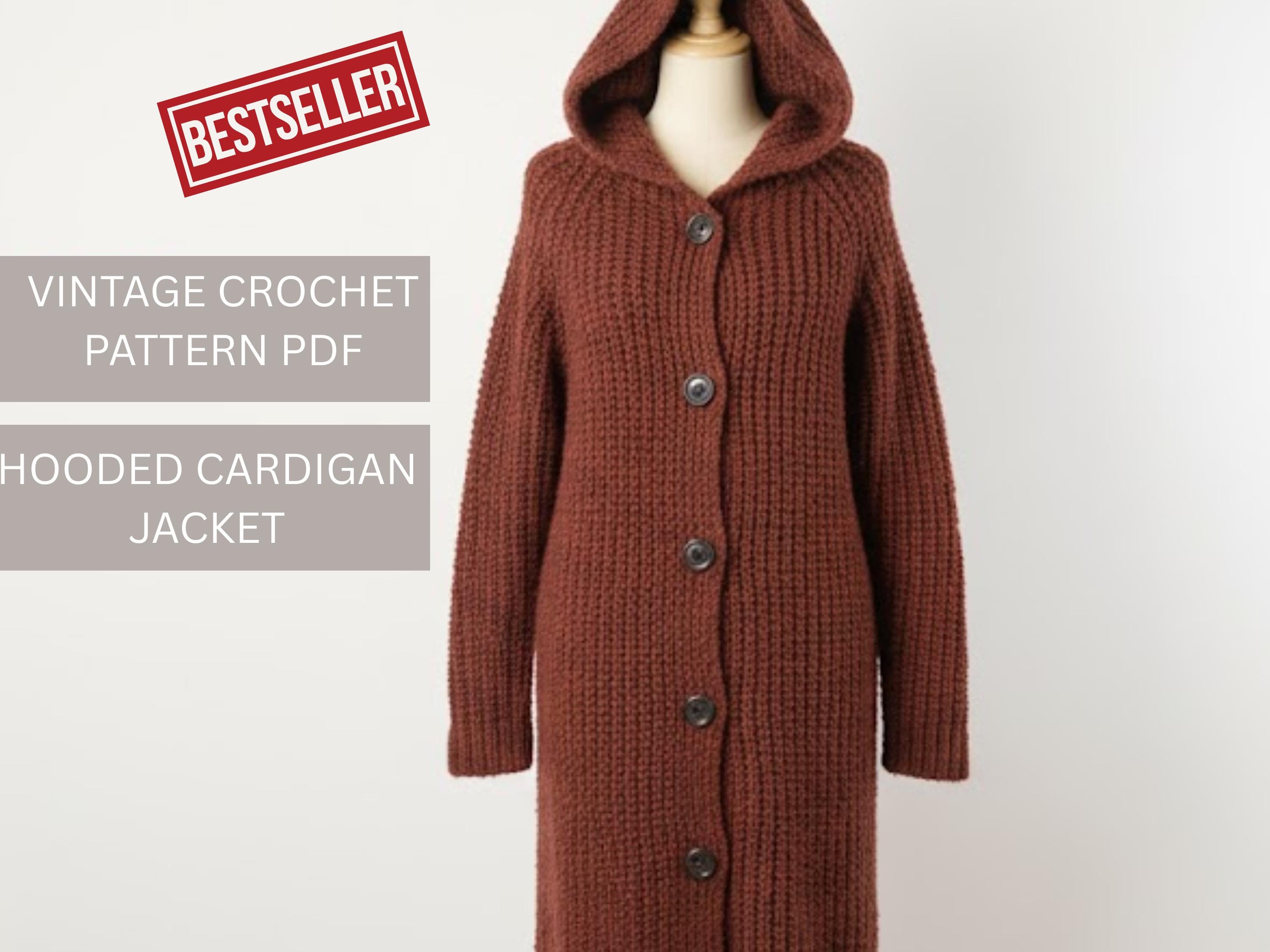 Oversized Hooded Jacket Coat Crochet Pattern | Chunky Bulky Design (PDF Download)