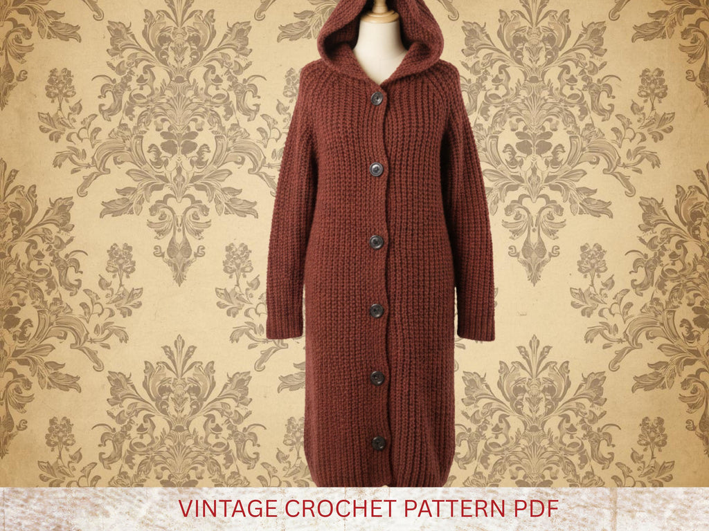 Oversized Hooded Jacket Coat Crochet Pattern | Chunky Bulky Design (PDF Download)