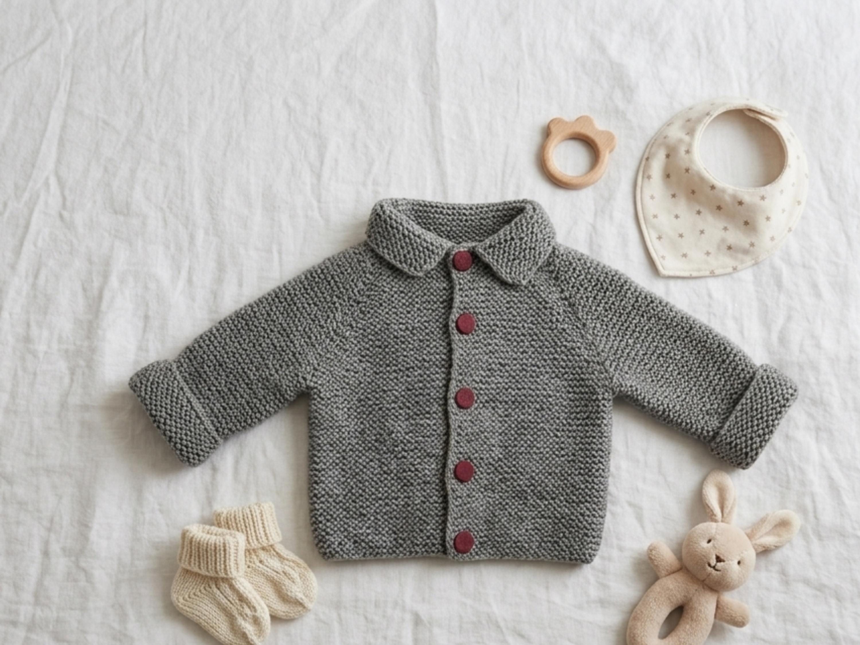 Baby Girl Knitting Pattern Garter Stitch Raglan Baby Jacket Cardigan Coat Newborn - 6m Dk Yoke - Simple Beginners-French,English,Dutch