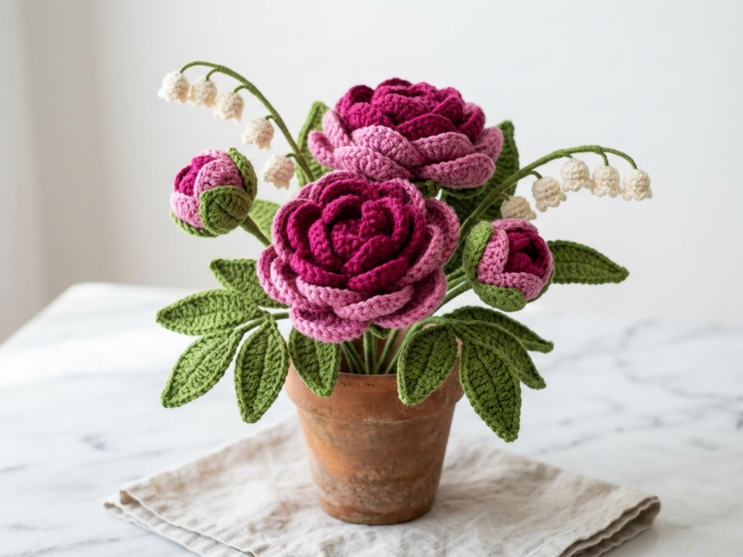 Peony Bouquet Crochet Pattern | Lily of the Valley Amigurumi PDF Download