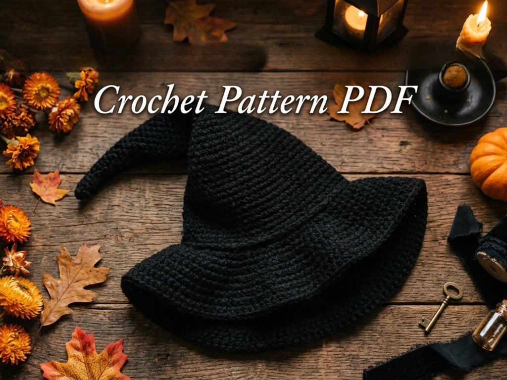 Crochet Witch Hat Pattern, Easy Pointy Hat, Spooky Halloween Costume (PDF Download)