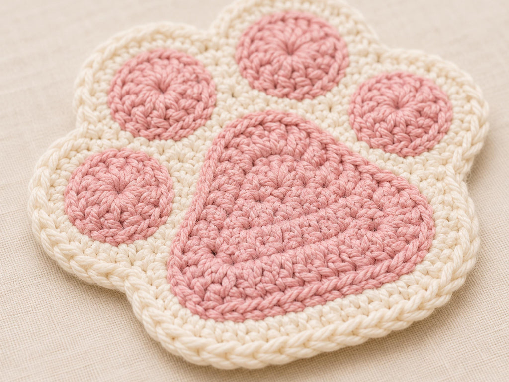 Cat coaster Pattern -Crochet Cat Paw Coaster Pattern, Easy Beginner PDF (Instant Download)