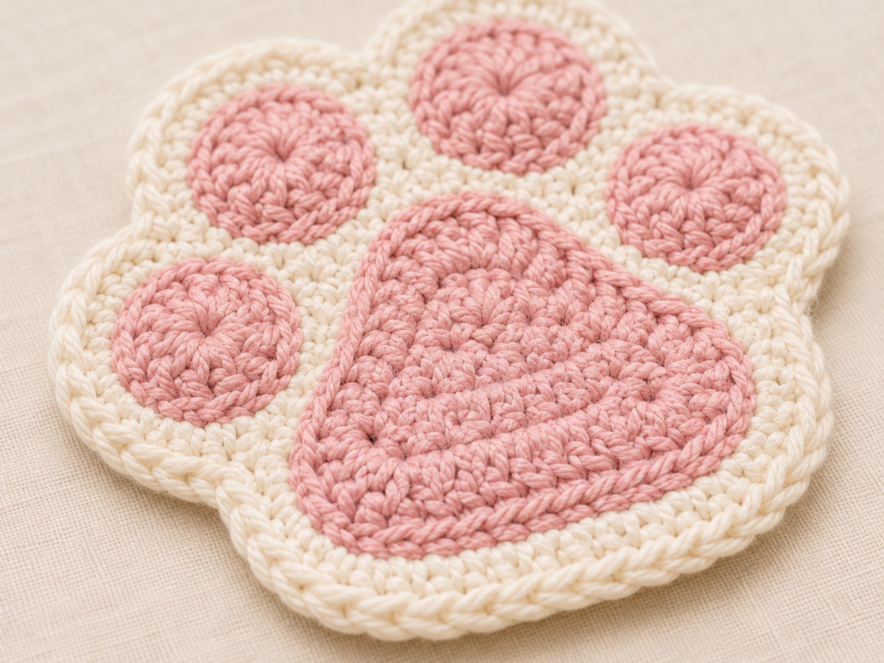 Cat coaster Pattern -Crochet Cat Paw Coaster Pattern, Easy Beginner PDF (Instant Download)