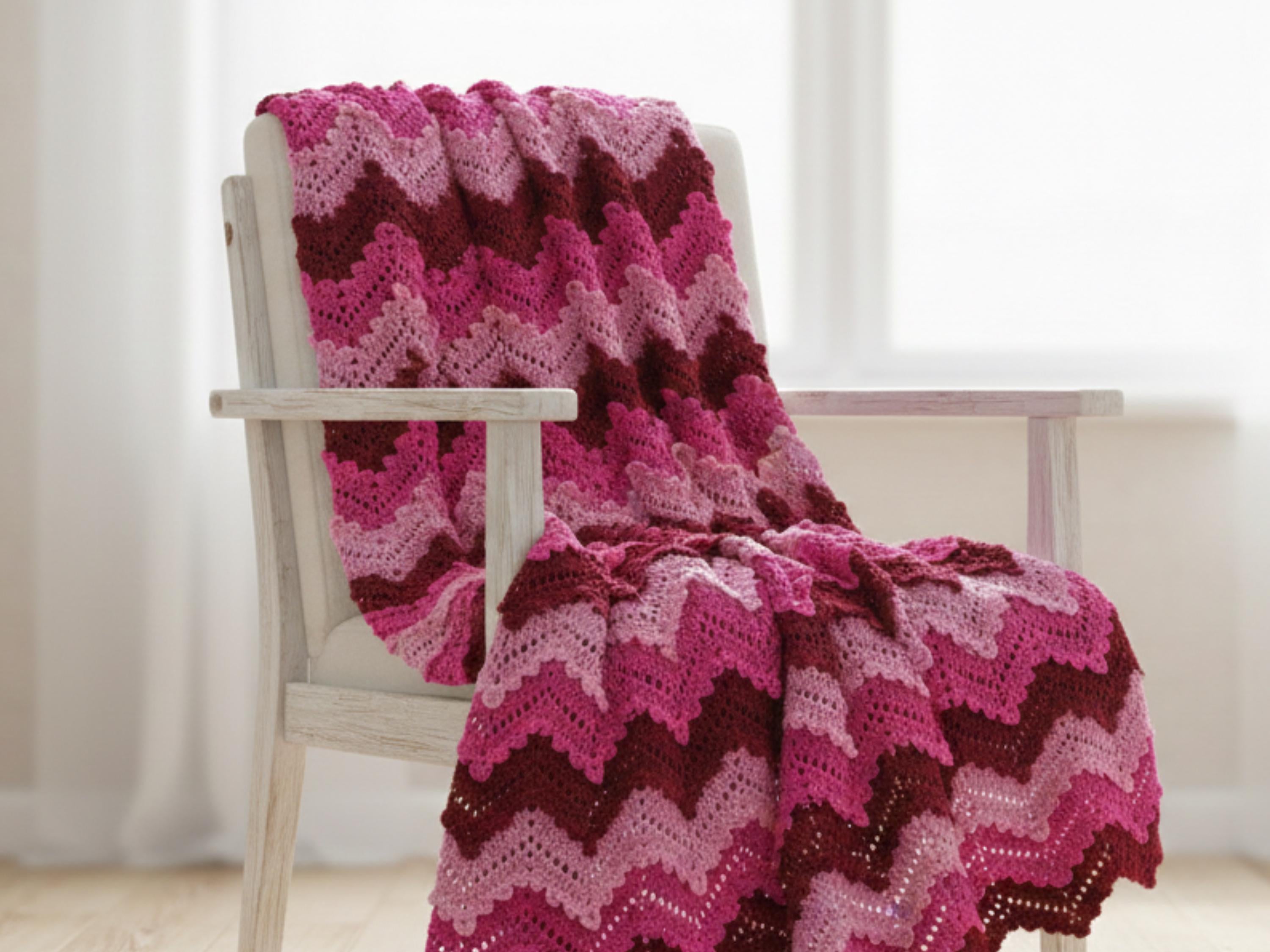 Vintage Rose Ripple Afghan Crochet Pattern Booklet (PDF Download) – 1977 Chevron Throw