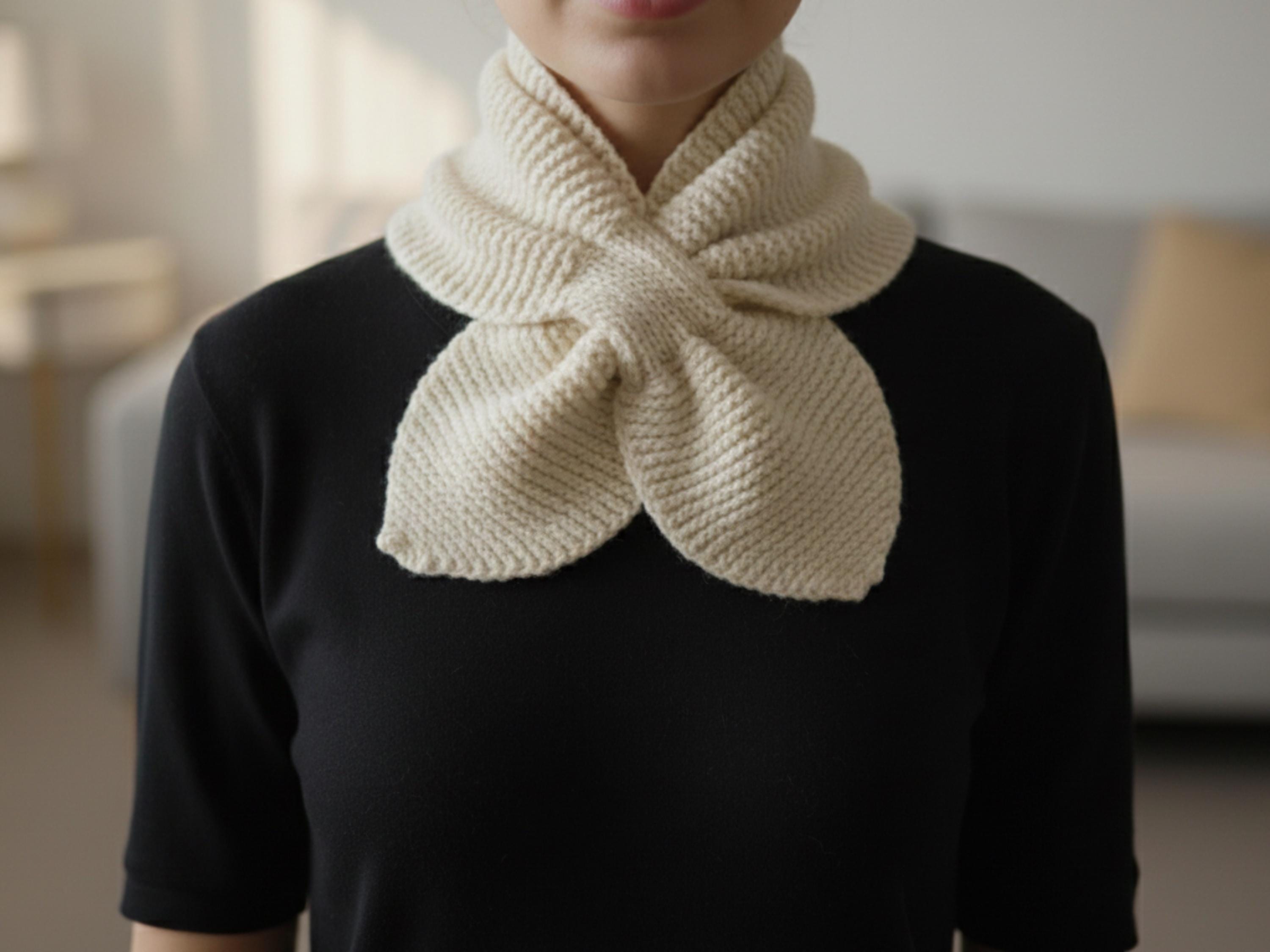 Vintage Ascot Scarf Knitting Pattern Easy Garter Stitch Neckwarmer (PDF Pattern)