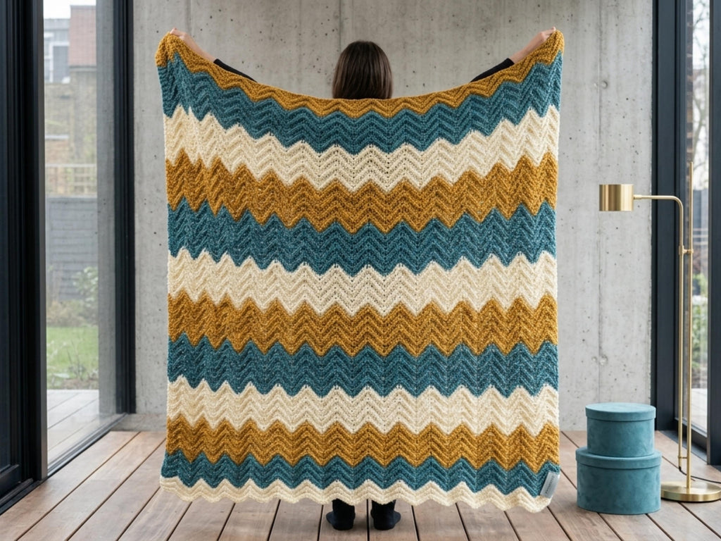 Crochet Blanket Pattern – Colorful Chevron Throw, Easy Boho Afghan (PDF Download)
