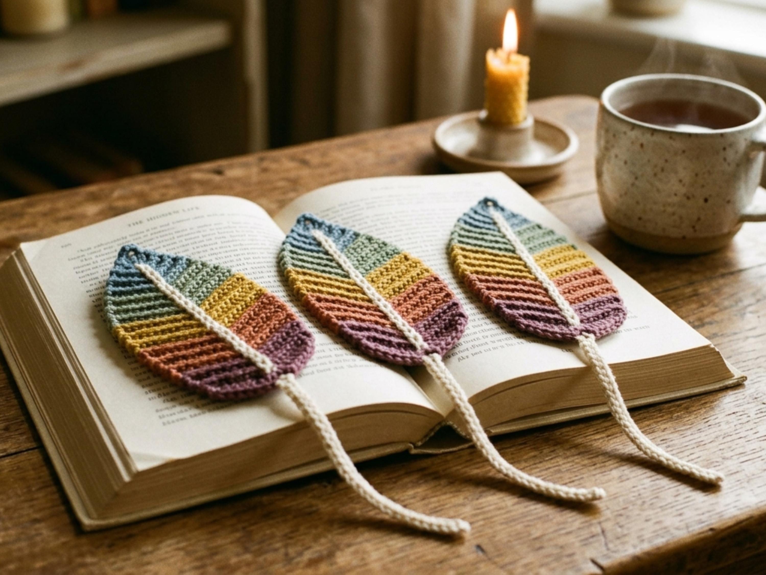 Gradient Leaf Bookmark Crochet Pattern, Easy Scrap Yarn Project (PDF Download)