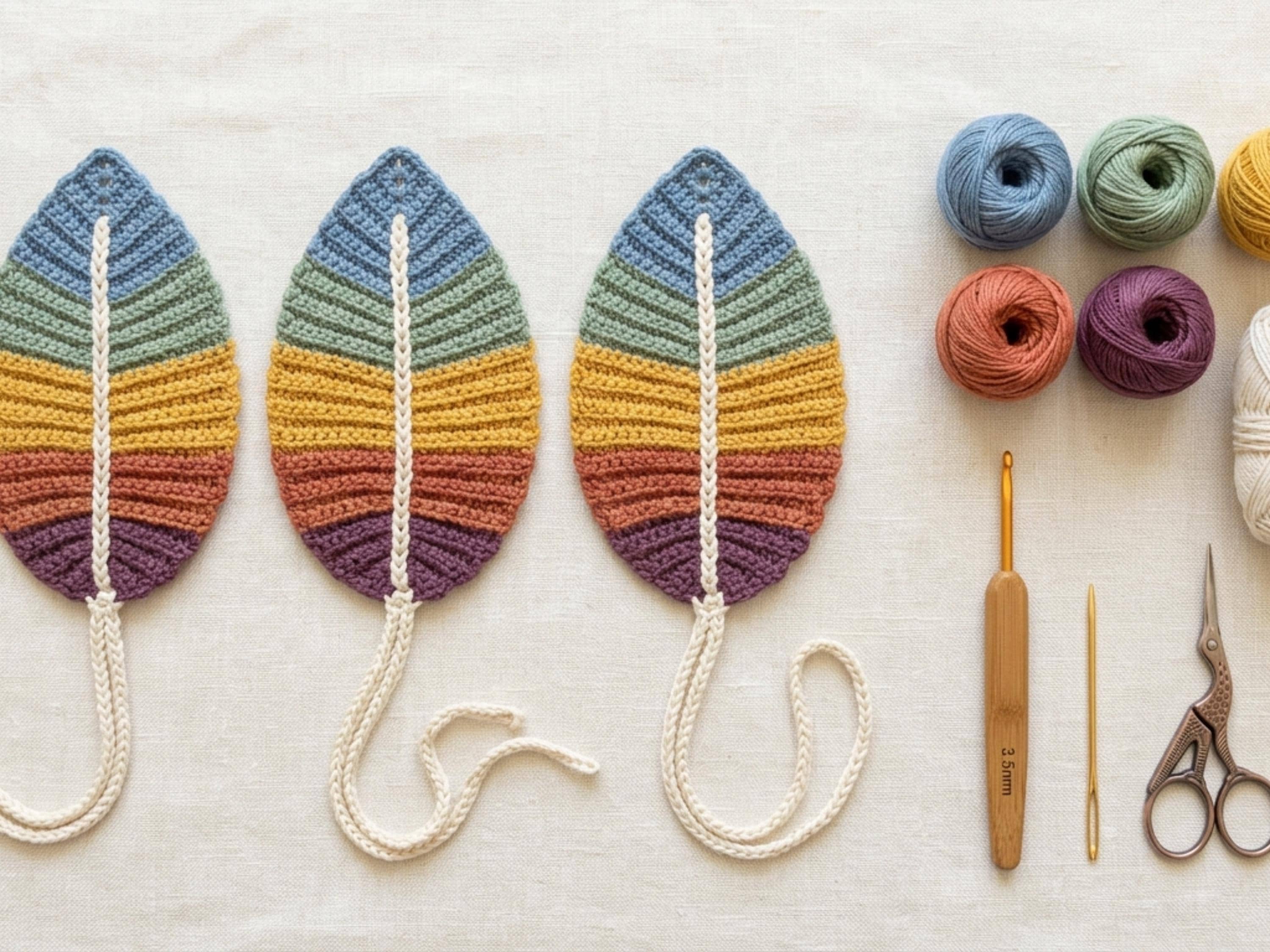 Gradient Leaf Bookmark Crochet Pattern, Easy Scrap Yarn Project (PDF Download)