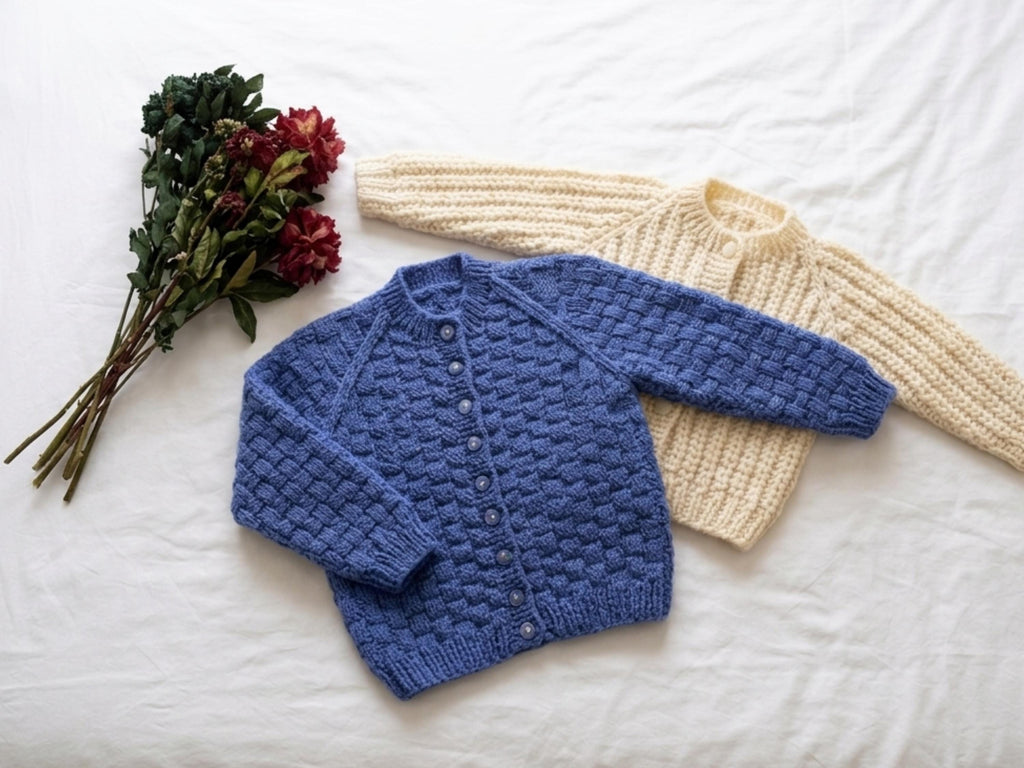 Boys  Sweater Knitting Pattern – Basketweave DK Wool (PDF Download)