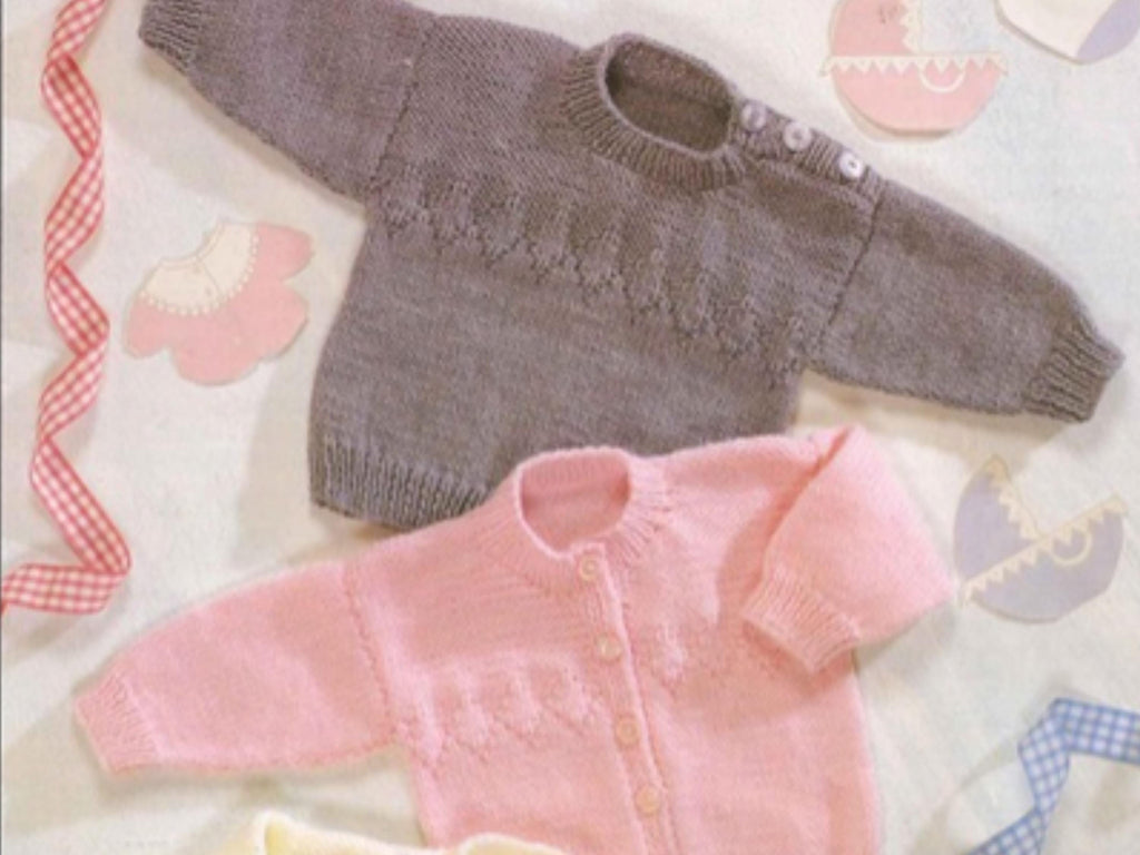 Baby Knitting Patterns: Sweater, Cardigan, V-Neck (8ply DK Weight) (Digital Download)