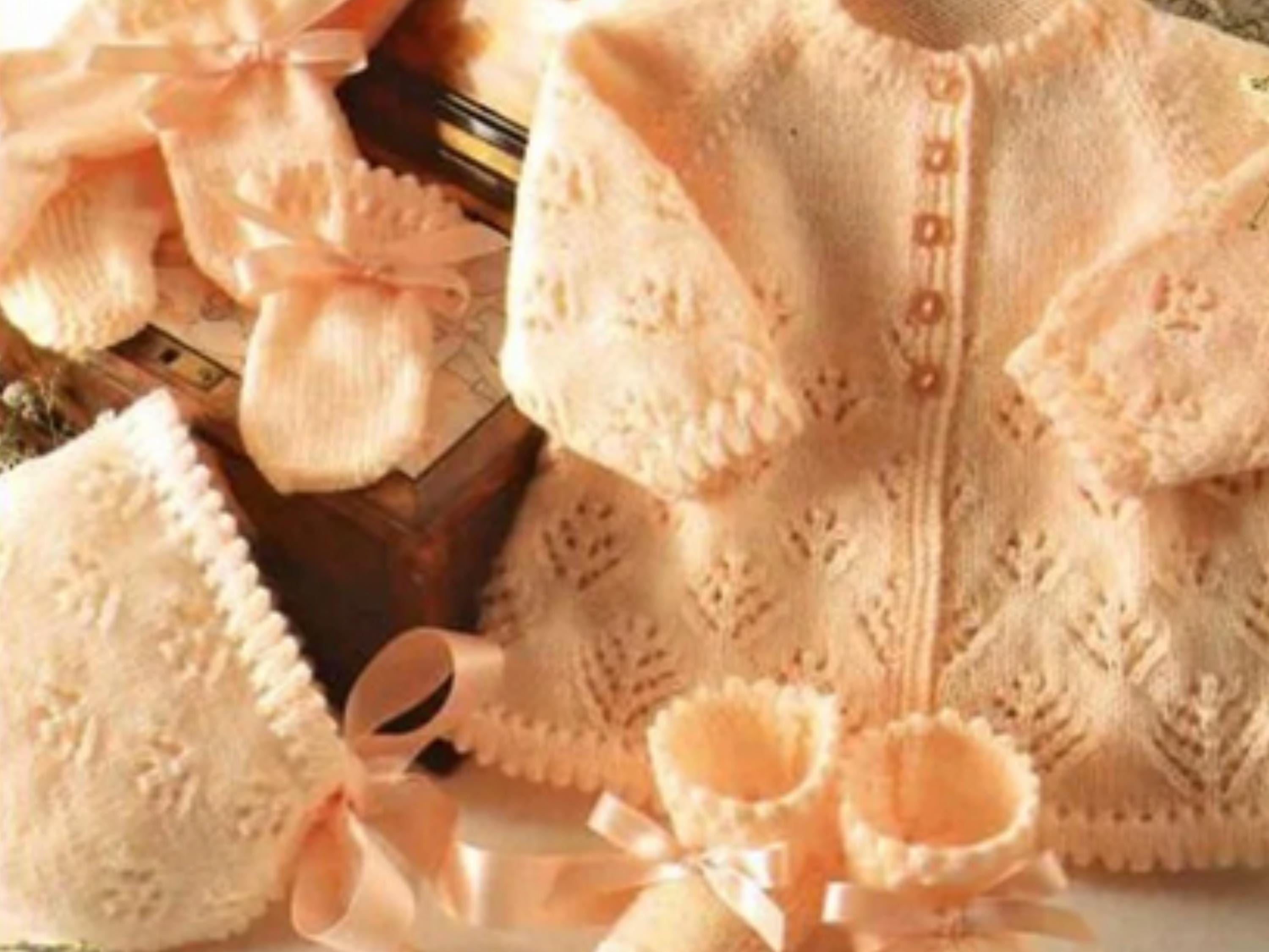 Baby Girl Layette Knitting Patterns Vintage Baby Knitting Pattern Set, Jacket, Leggings, Hat, Bootees (Instant Download PDF)