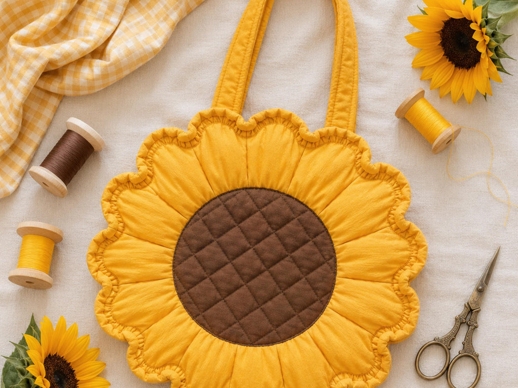 RETIREMENT SALE *Ruffled Sunflower Tote Bag Sewing Pattern, Beginner Flower Bag Tutorial (PDF Download)