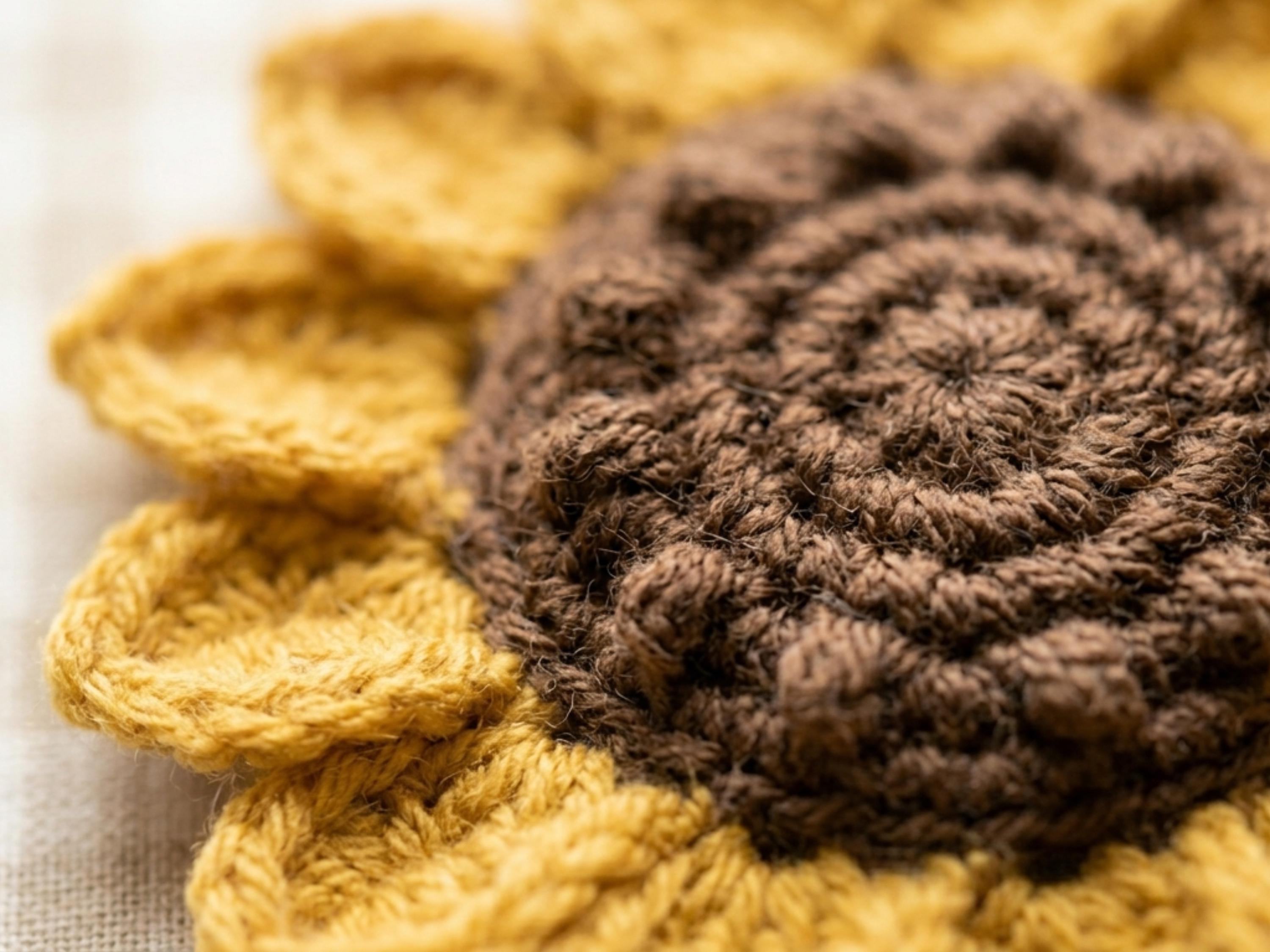 Sunflower Crochet Applique Pattern, Boho Farmhouse Flower Motif (PDF Download)