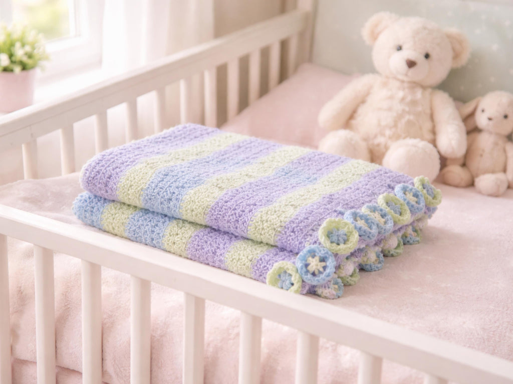 Vintage Style Crochet Baby Blanket Pattern PDF – Easy Ripple Afghan (Digital Download)