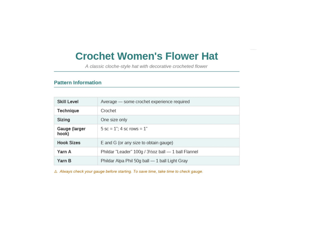 Crochet Cloche Hat Pattern with Flower | Vintage Style Women's Hat (PDF Download)