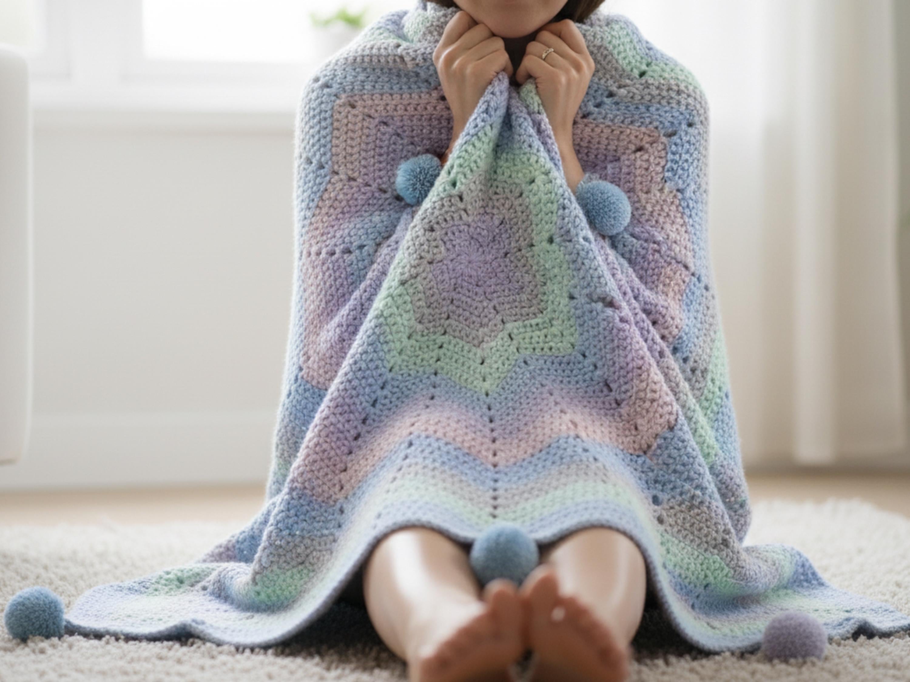 Crochet Blanket Pattern | 8-Point Star Afghan, Rainbow Baby Throw (PDF Download)