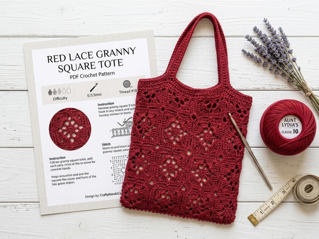 Vintage Lace Bag Crochet Pattern, Granny Square Tote, Boho Purse (PDF Download)