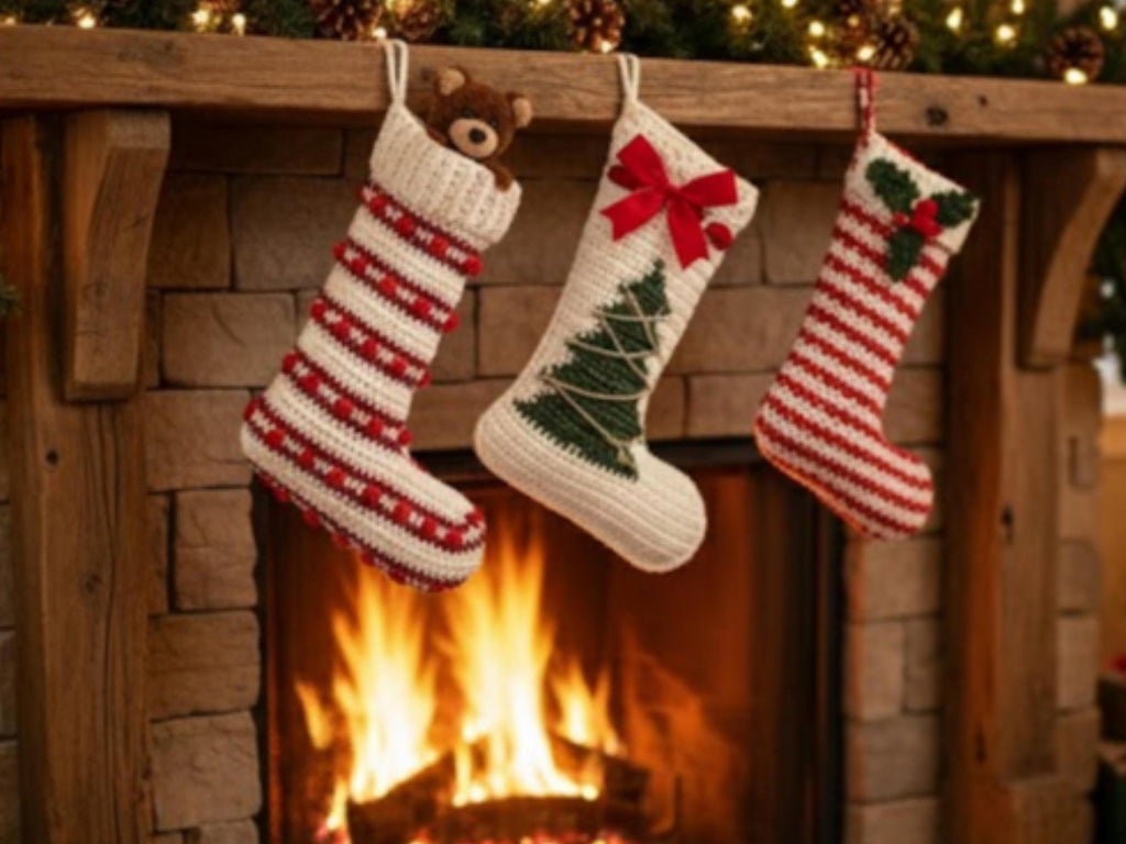 Crochet Christmas Stocking Pattern, Large Festive Decor, Beginner Friendly (PDF Download)