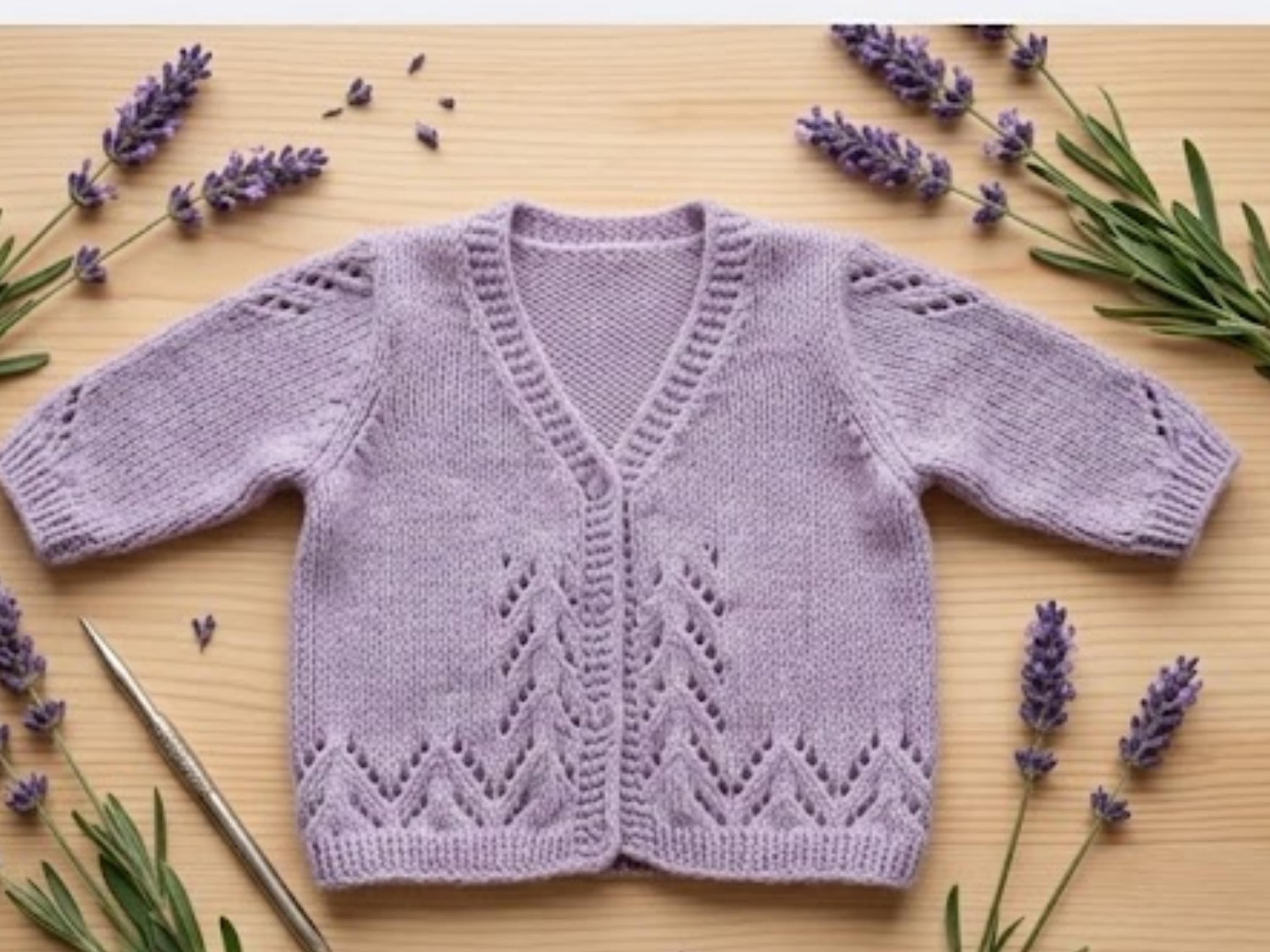 Baby Matinee Jacket Knitting Pattern, DK Wavy Lace Cardigan (Digital Download)